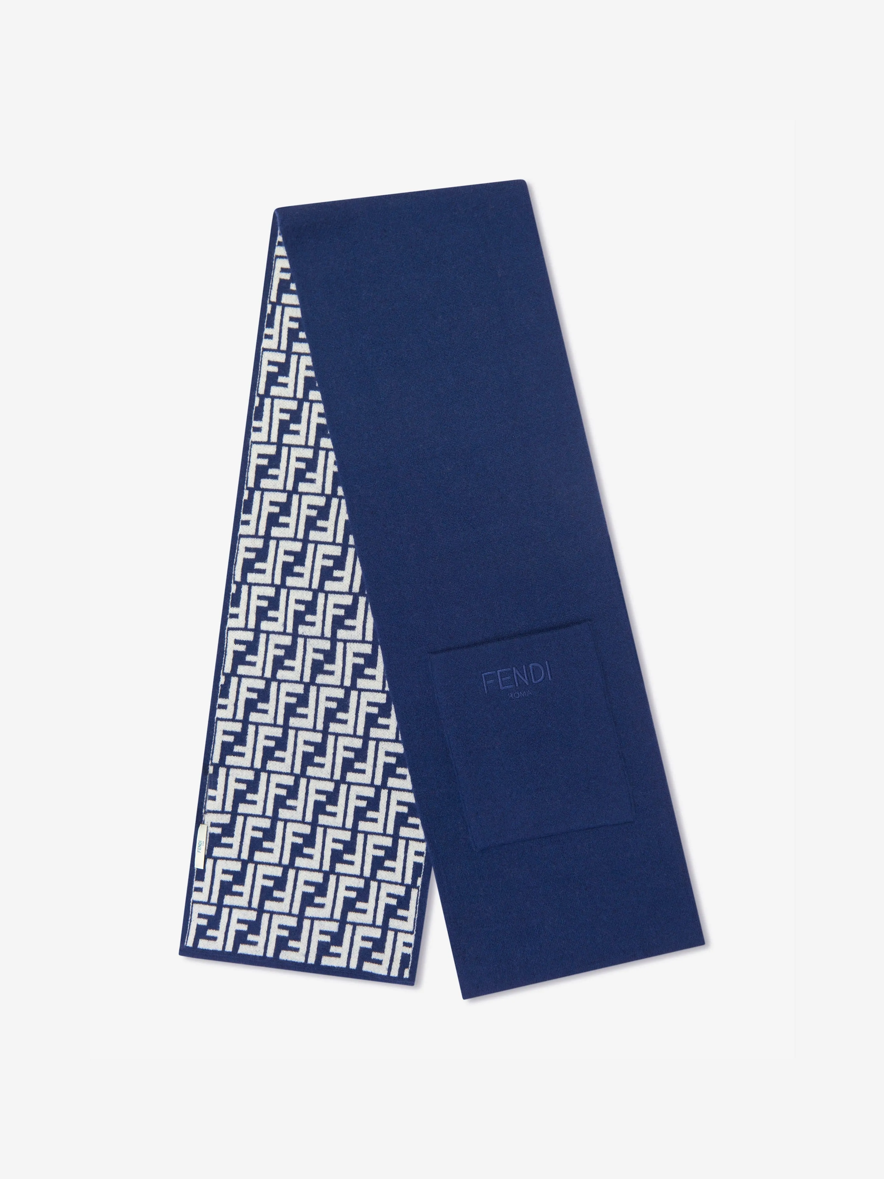 Fendi Kids Wool FF Reversible Scarf in Blue