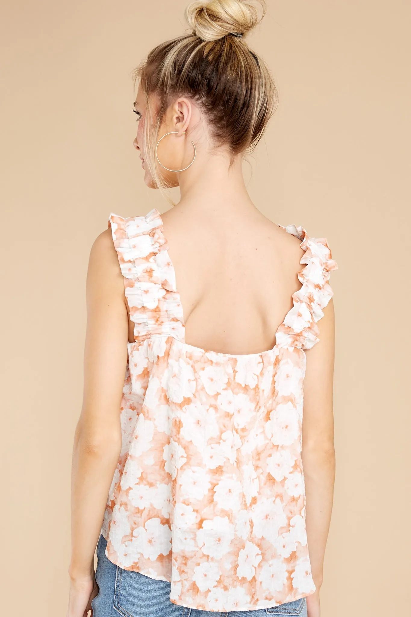 Flower Power Peach Floral Print Top