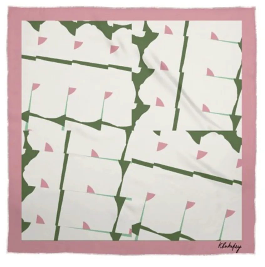 Fresh New print | Pretty mint and pink Silk Scarf