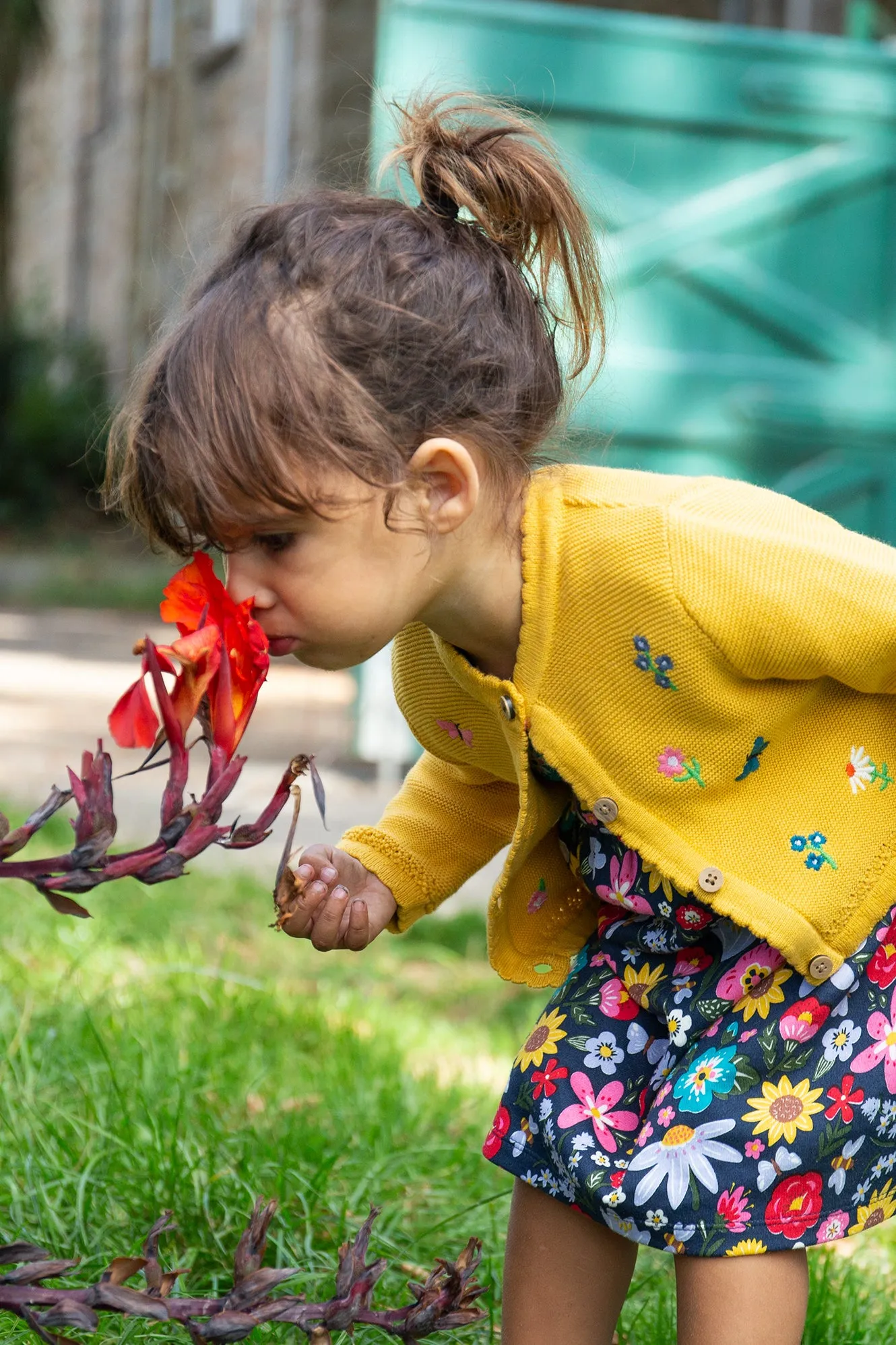 Frugi Maia Embroidered Cardigan Bumble Bee Flowers