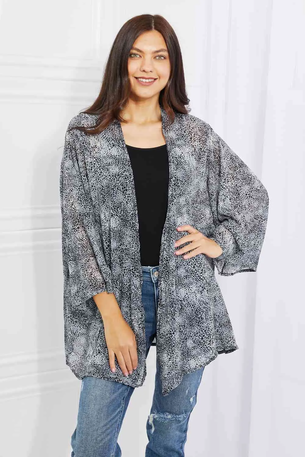 Full Size Snake Print Chiffon Kimono