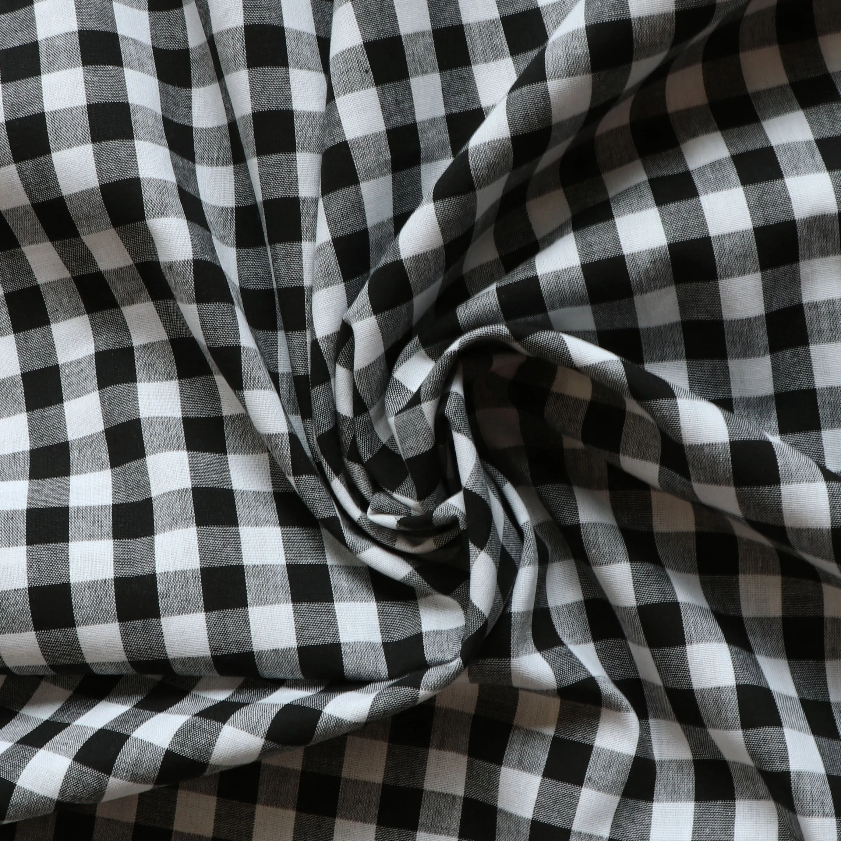 Gingham Yarn Dyed Cotton - Black - END OF BOLT 76cm