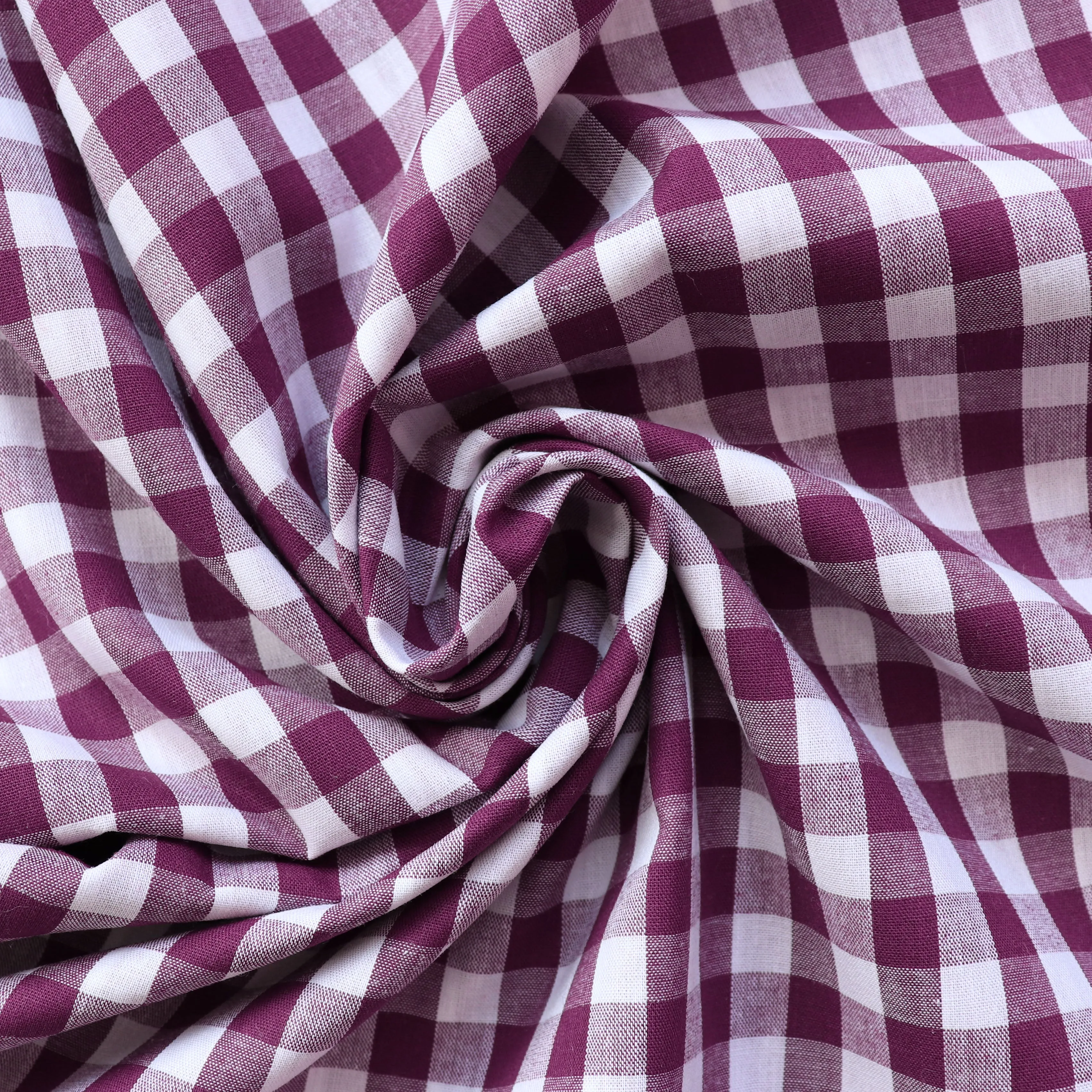 Gingham Yarn Dyed Cotton - Burgundy Plum - END OF BOLT 142cm