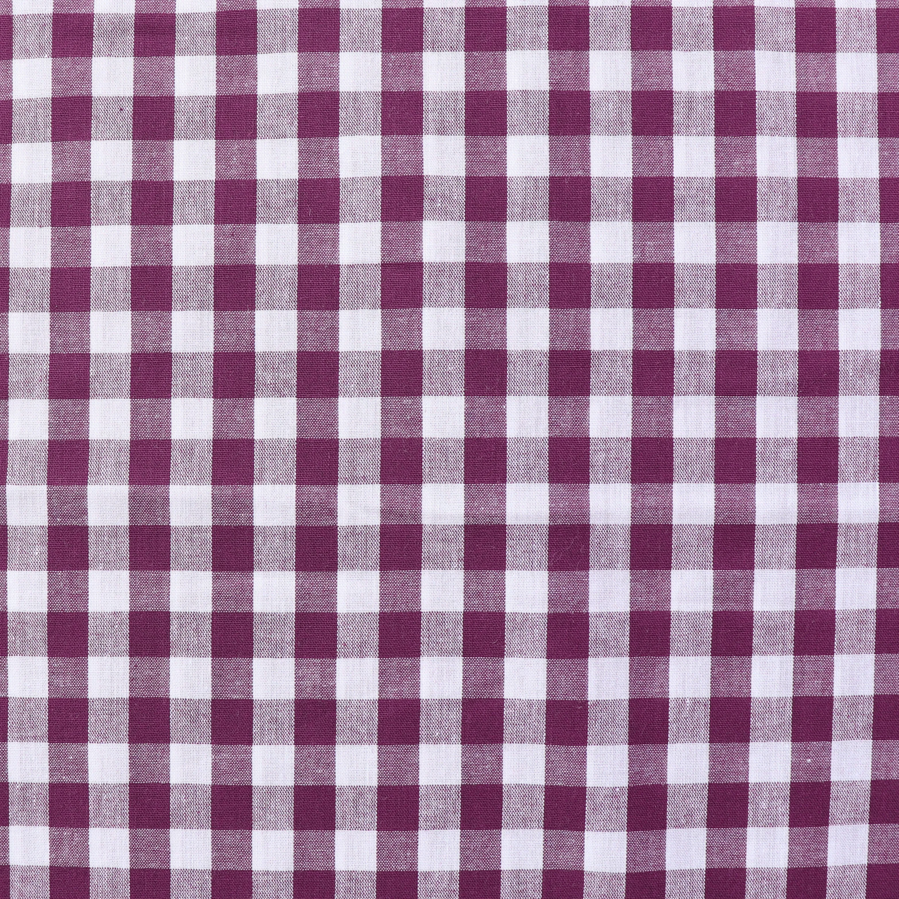 Gingham Yarn Dyed Cotton - Burgundy Plum - END OF BOLT 142cm