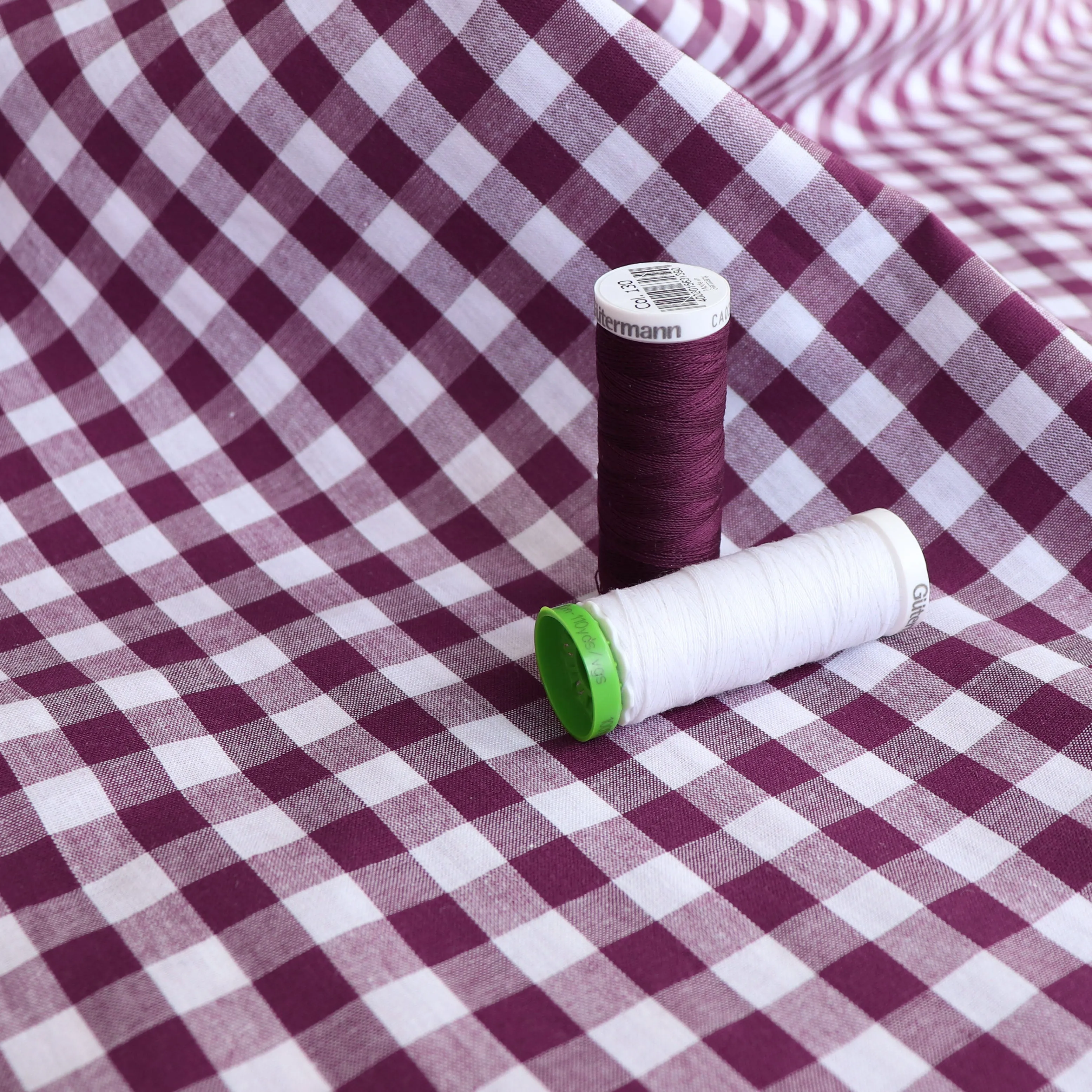 Gingham Yarn Dyed Cotton - Burgundy Plum