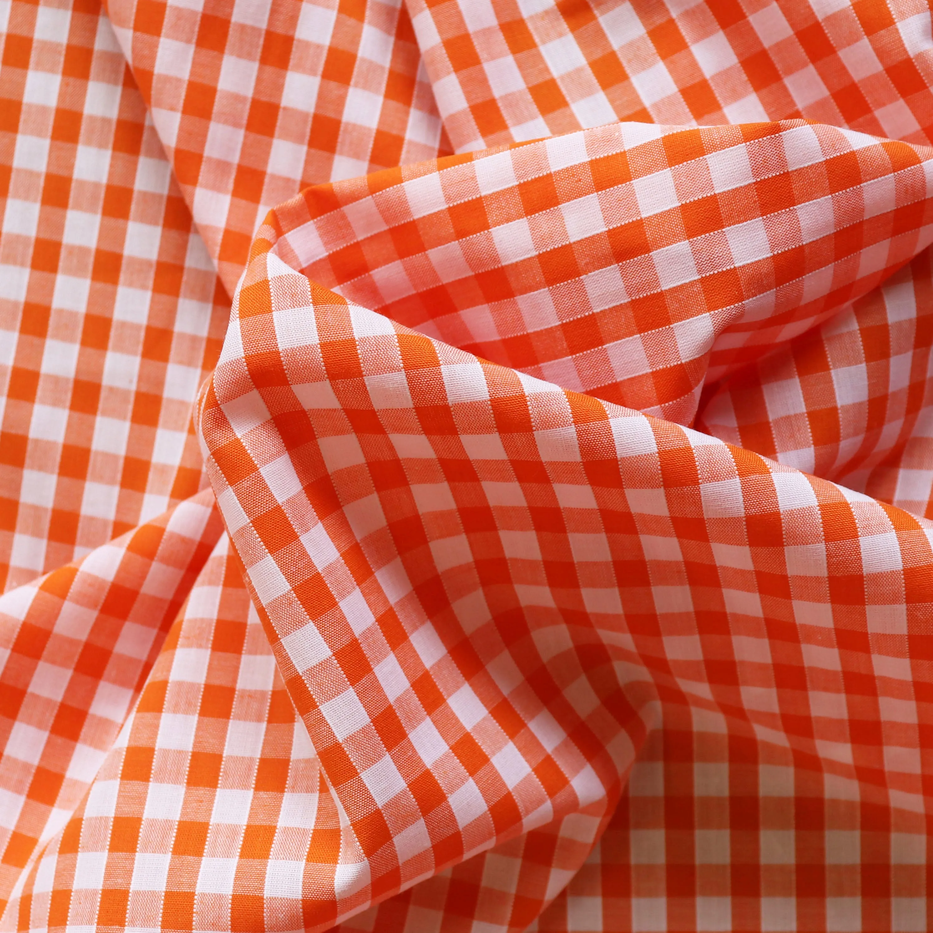 Gingham Yarn Dyed Cotton Poly - Orange