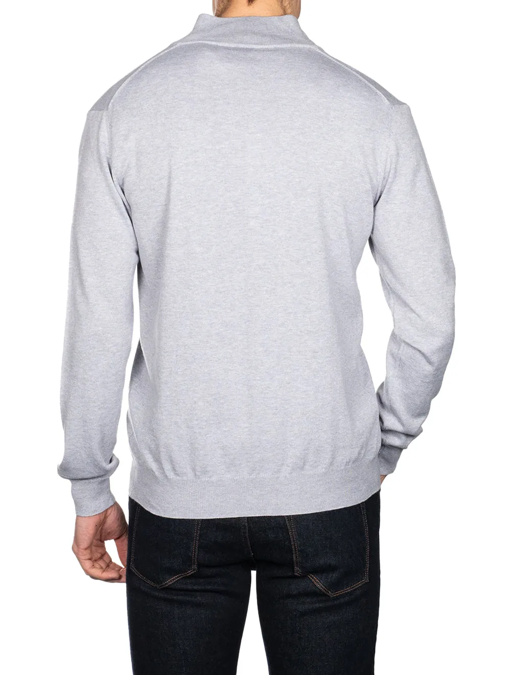 Half Zip Mock Neck Jumper Grey Chiaro