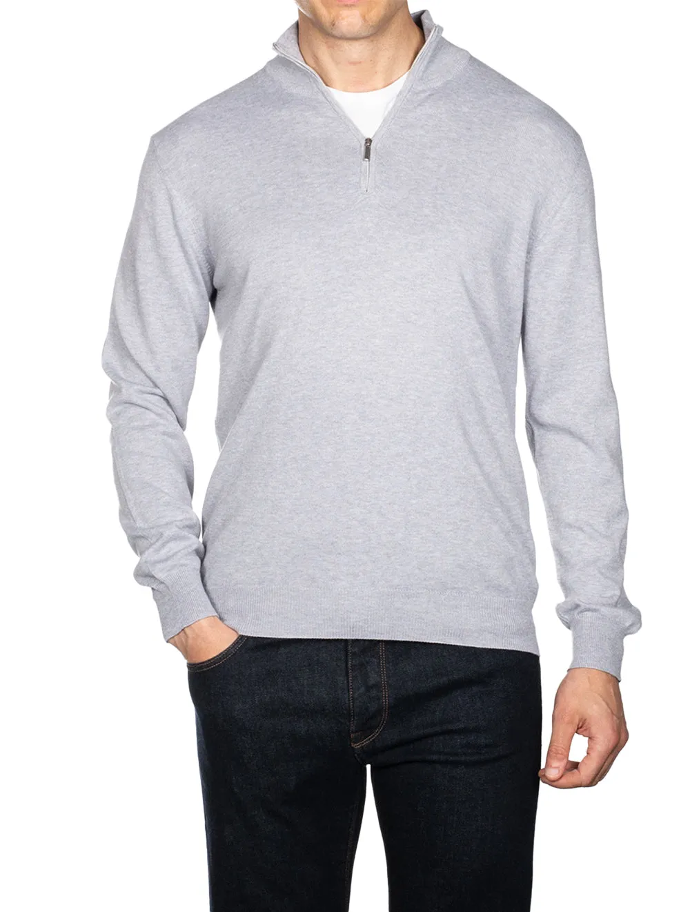 Half Zip Mock Neck Jumper Grey Chiaro