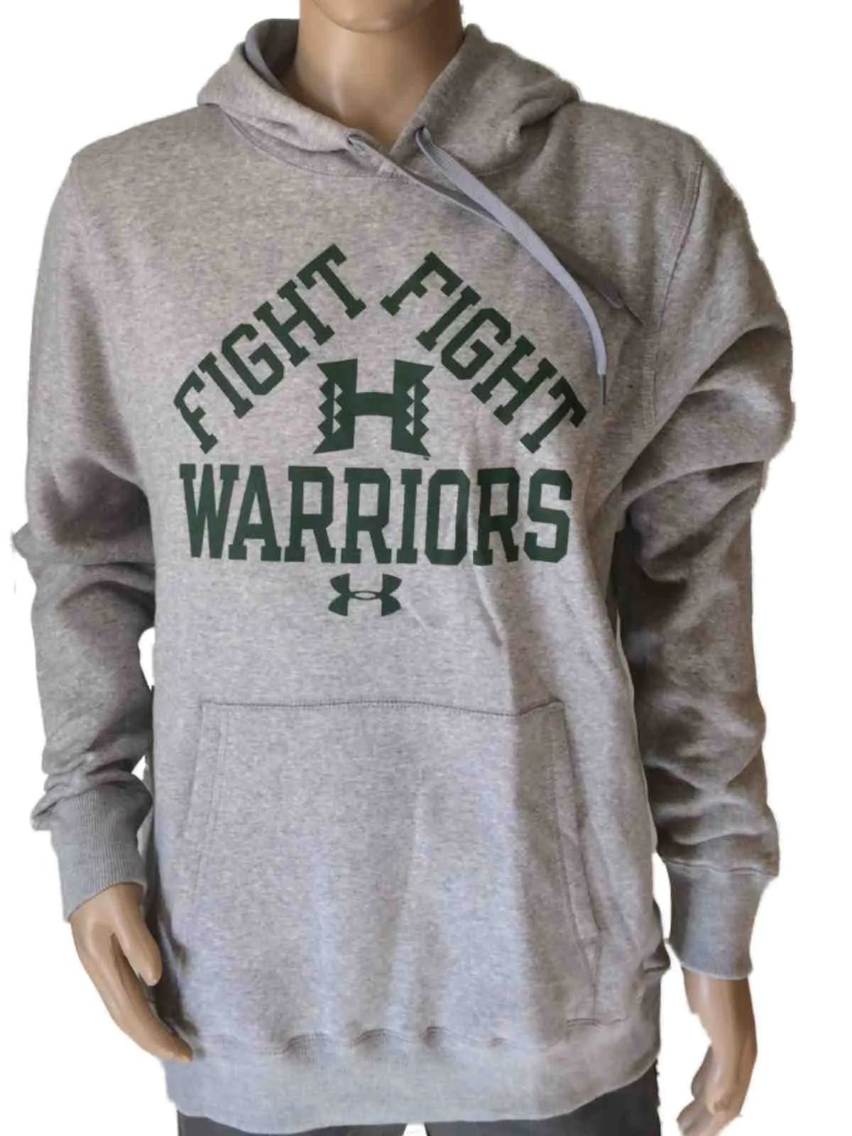 Hawaii Warriors Under Armour Loose Coldgear Gray Pullover Hoodie Sweatshirt (L)