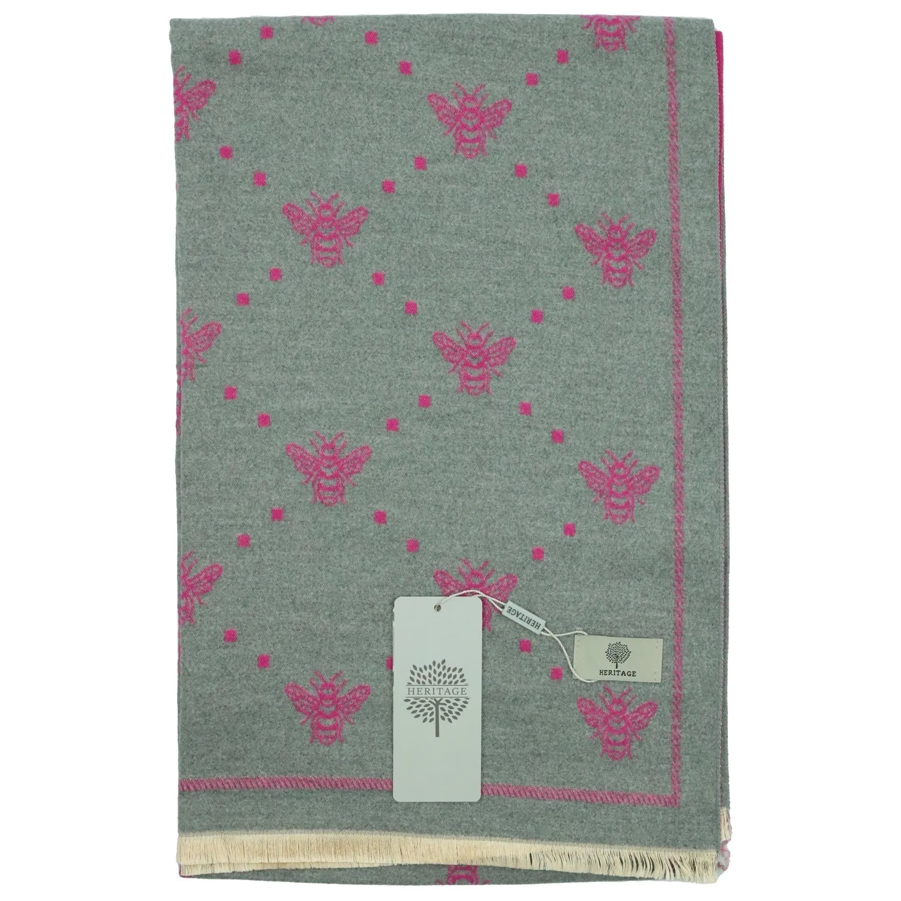 Heritage Warm Cashmere Pashmina Soft Feel Scarves - Bee with Dots