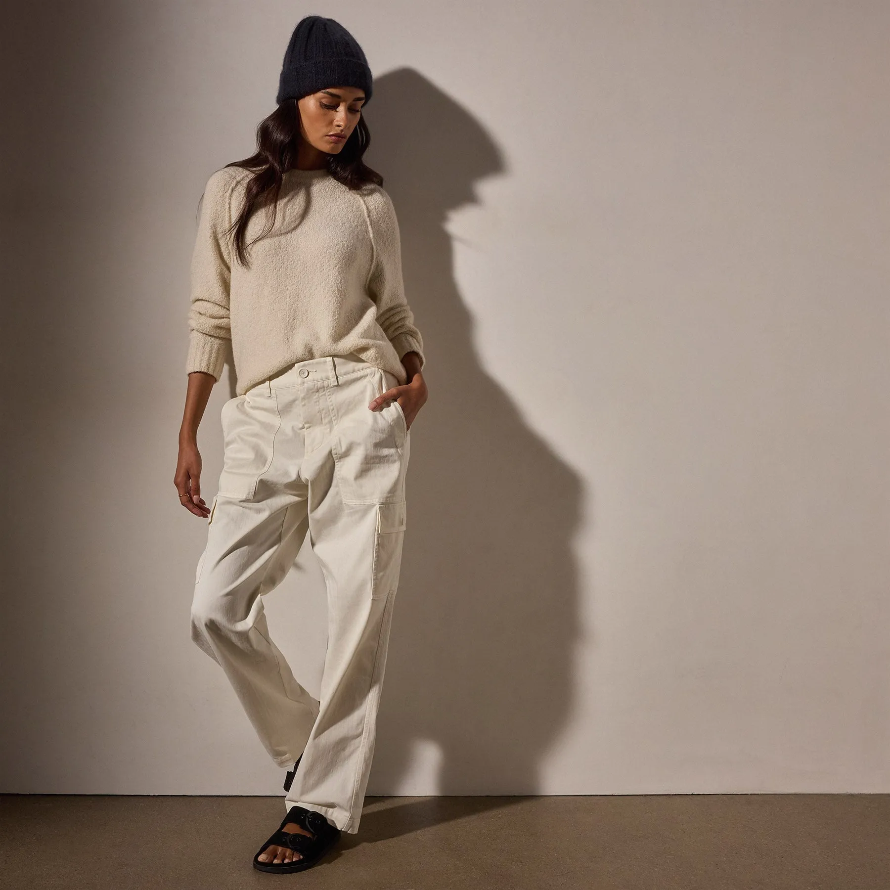 Herringbone Utilty Pant - Ivory Pigment