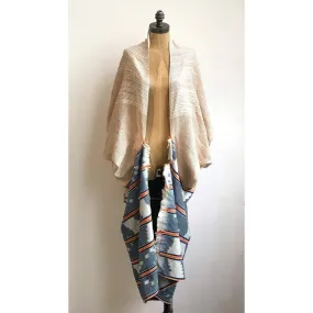 Hideaway Mantle Cardigan Beige Indigo Long