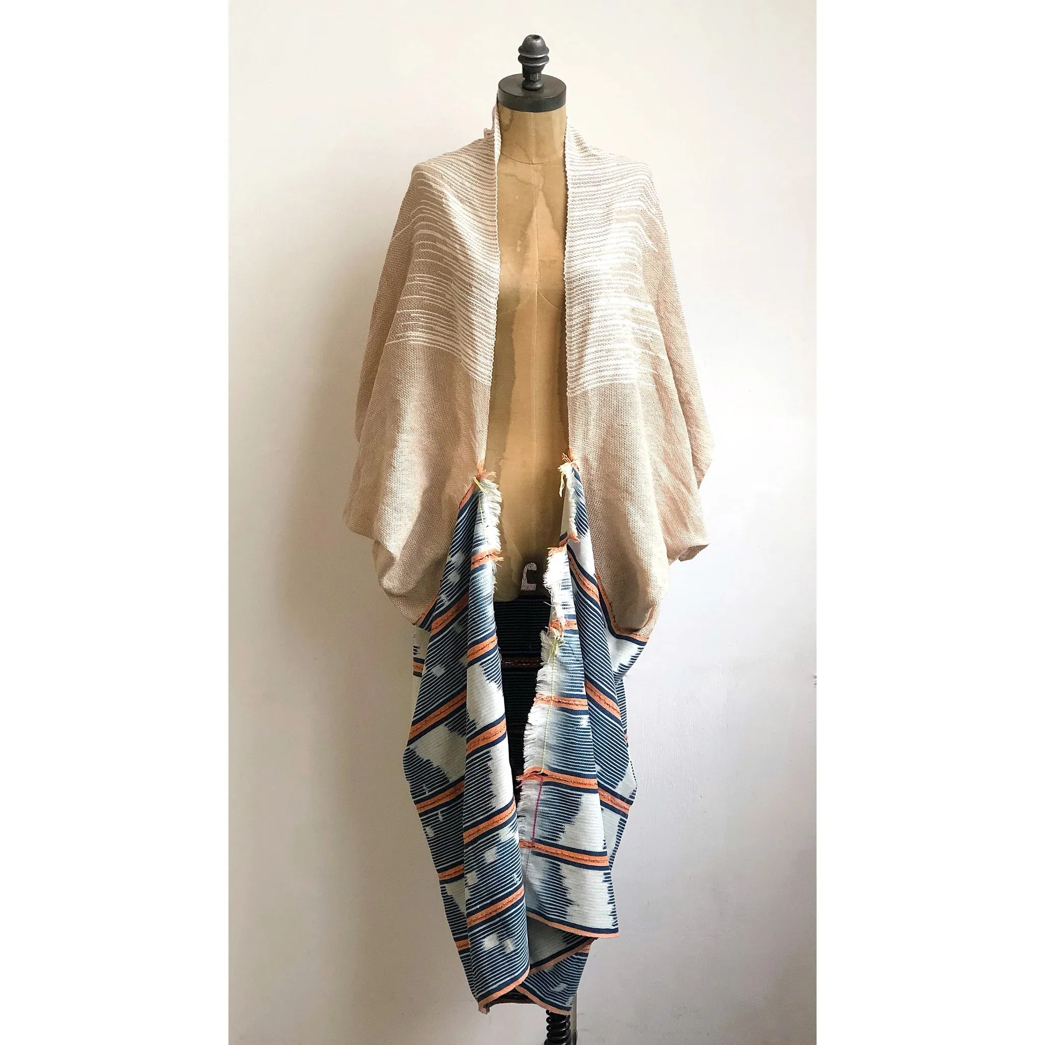 Hideaway Mantle Cardigan Beige Indigo Long