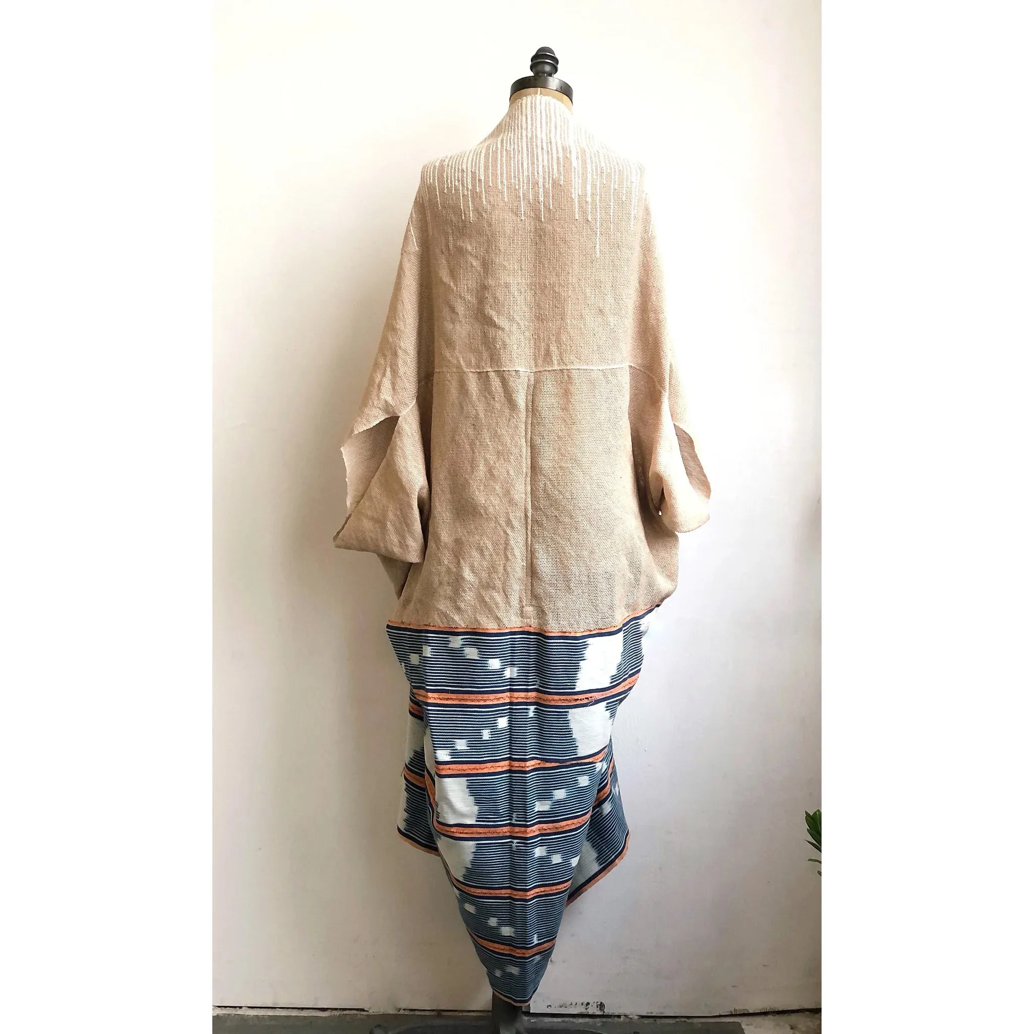 Hideaway Mantle Cardigan Beige Indigo Long