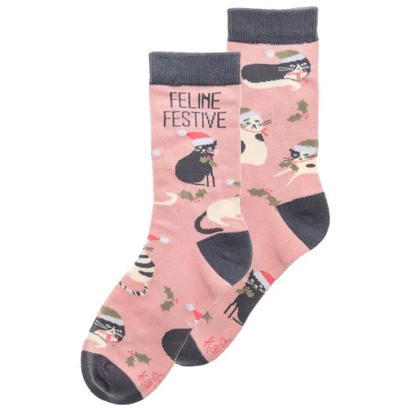 Holiday Socks - Feline Festive