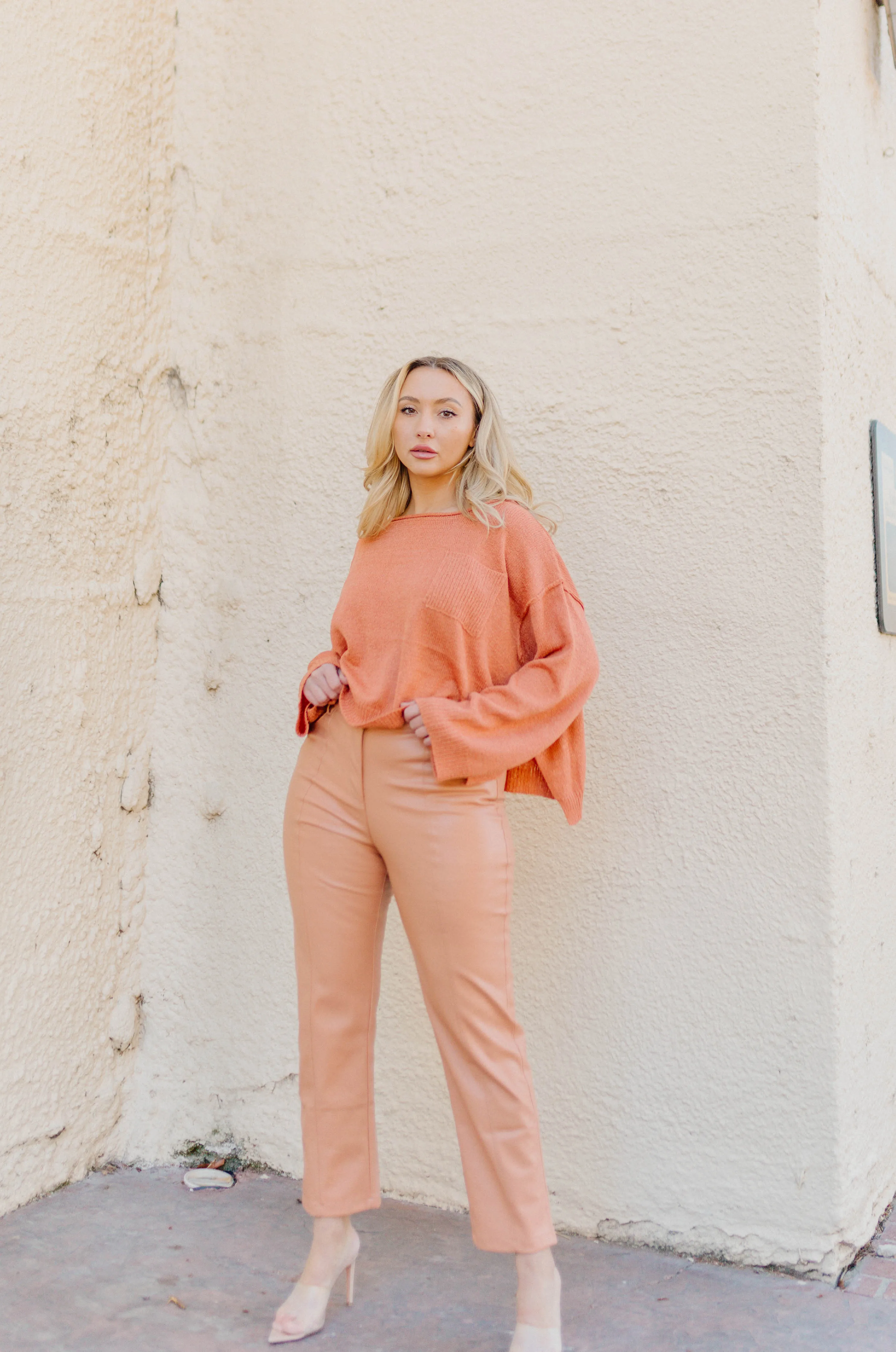 Holly Orange Leather Pants