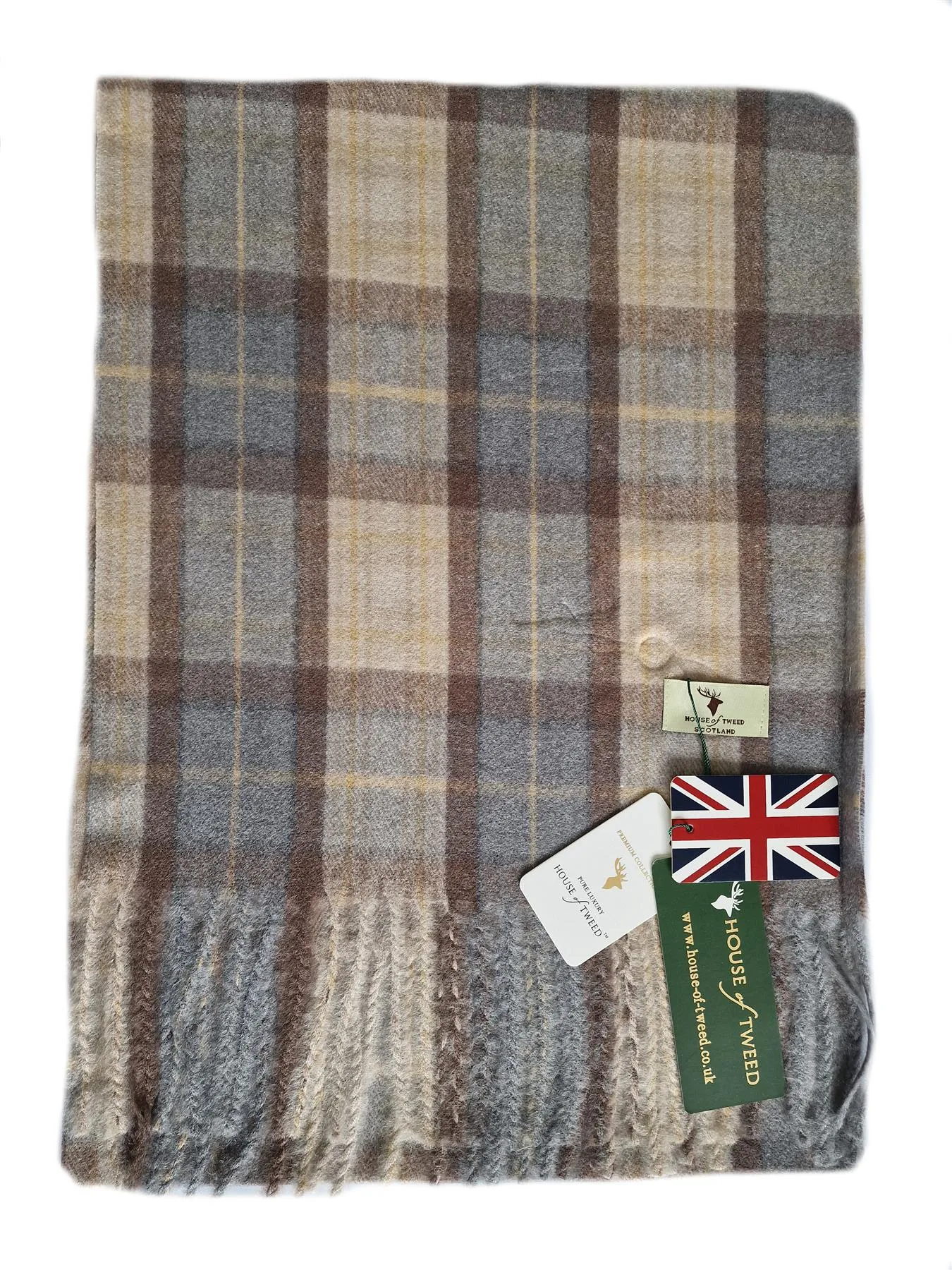 House of Tweed Scarf Tartan Beige