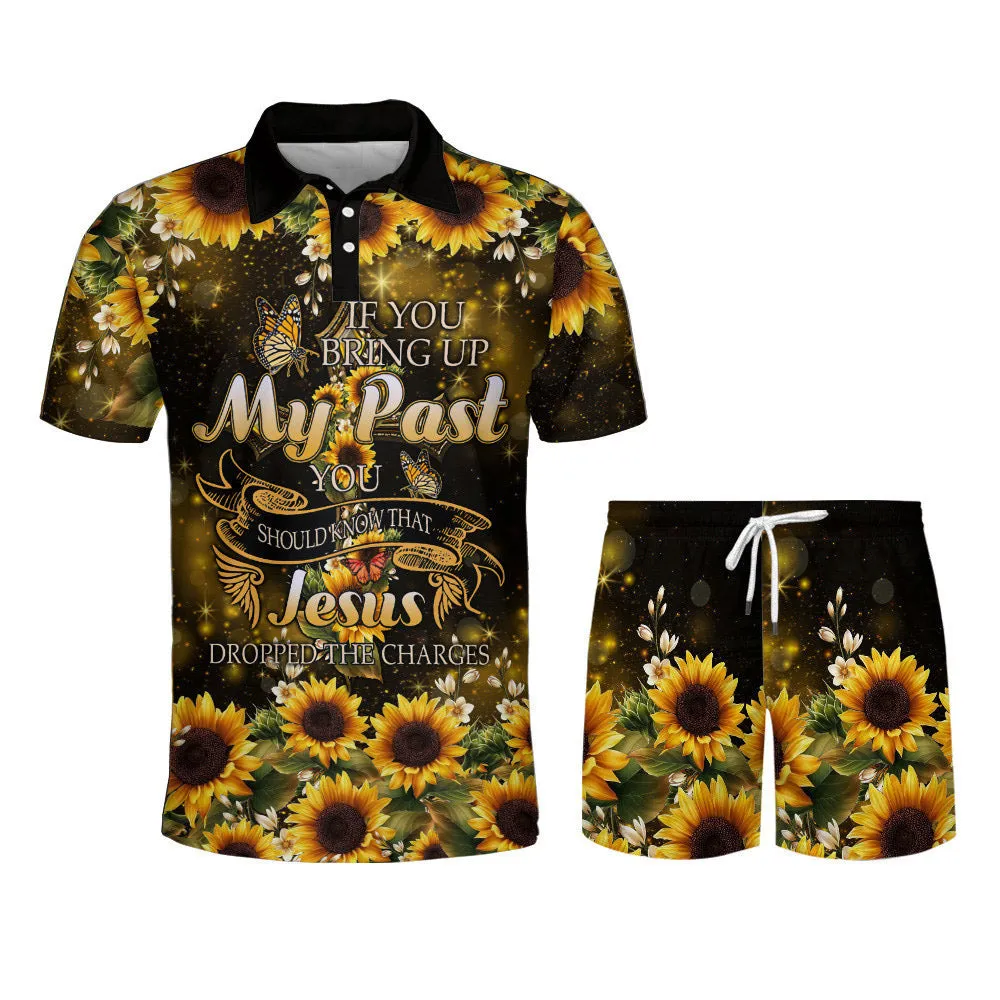 If You Bring Up My Past You Should Know That Jesus Dropped The Charges Sunflower Polo Shirt - Christian Shirts & Shorts