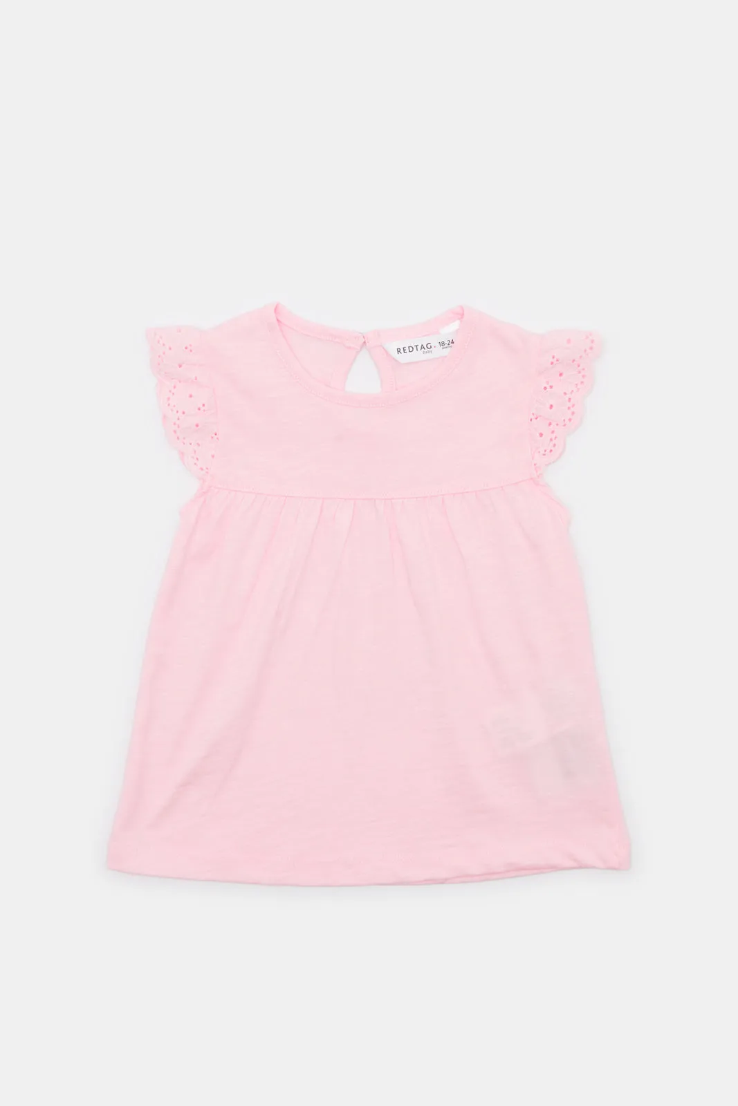 Infant Girls Pink Schiffli Sleeves Knit Blouse