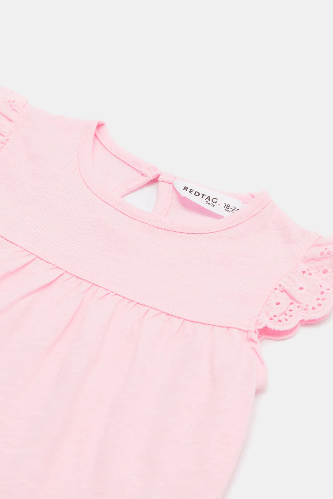 Infant Girls Pink Schiffli Sleeves Knit Blouse