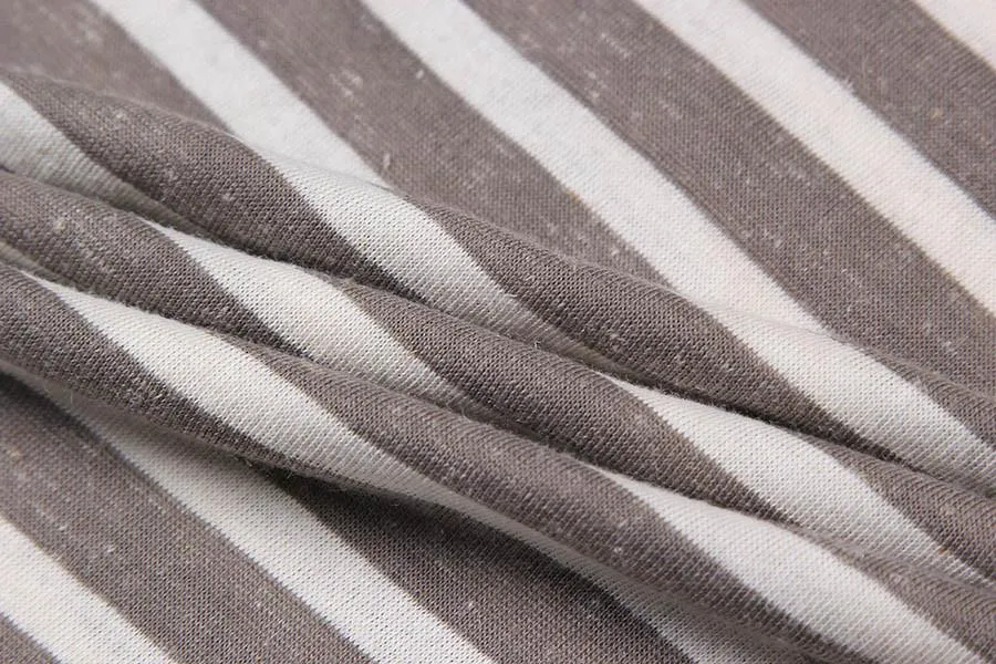 Infinity Loop Cotton and Viscose Scarf Brown Color Stripes Print LOOP003