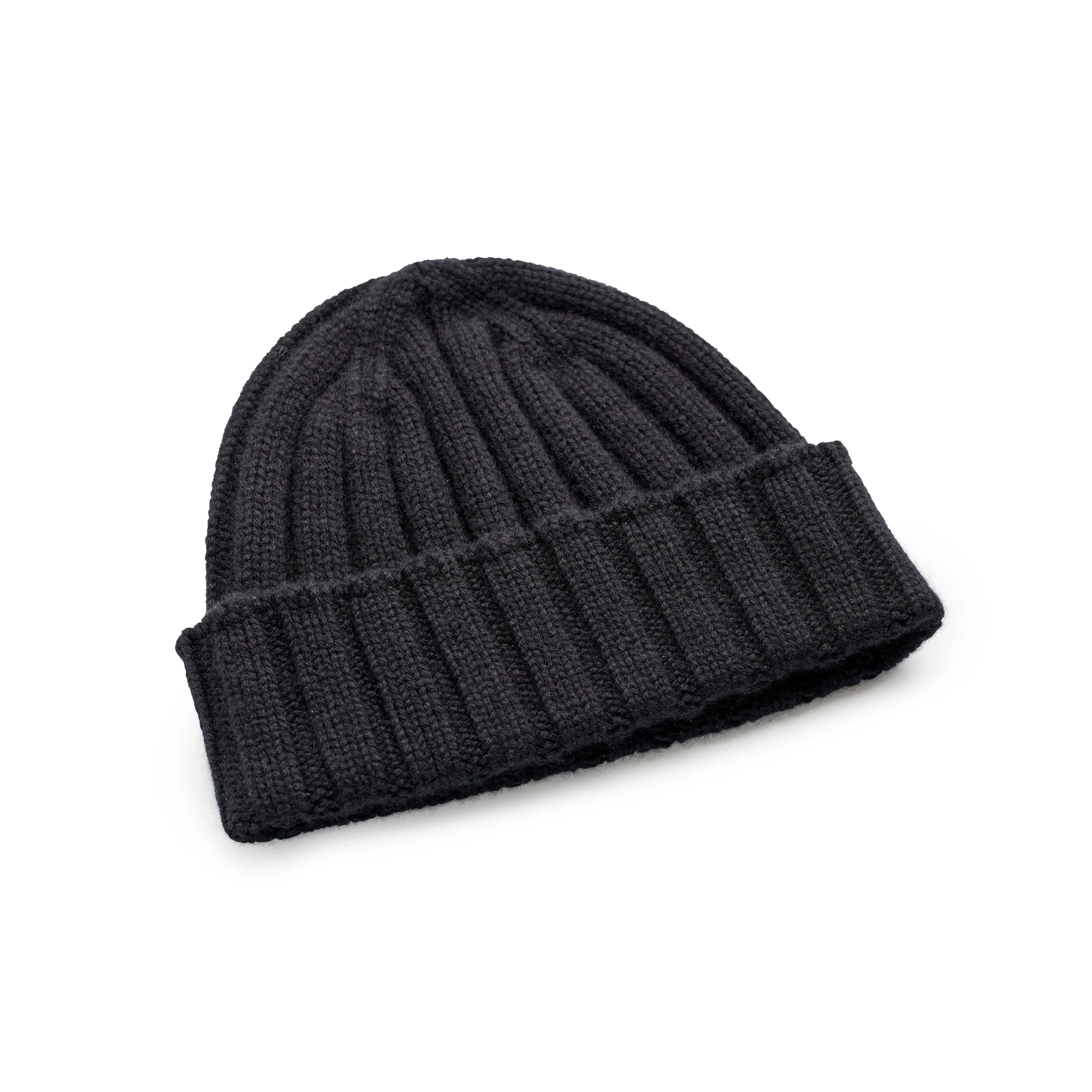 Ink Black Cashmere Knitted Cap