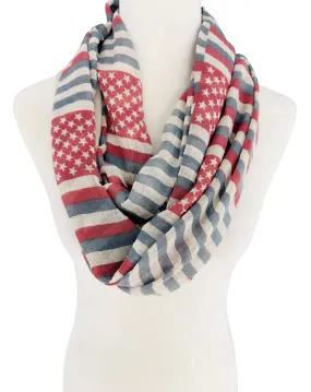 JC011240 Red-L. Blue Star & Strip Infinity Scarf