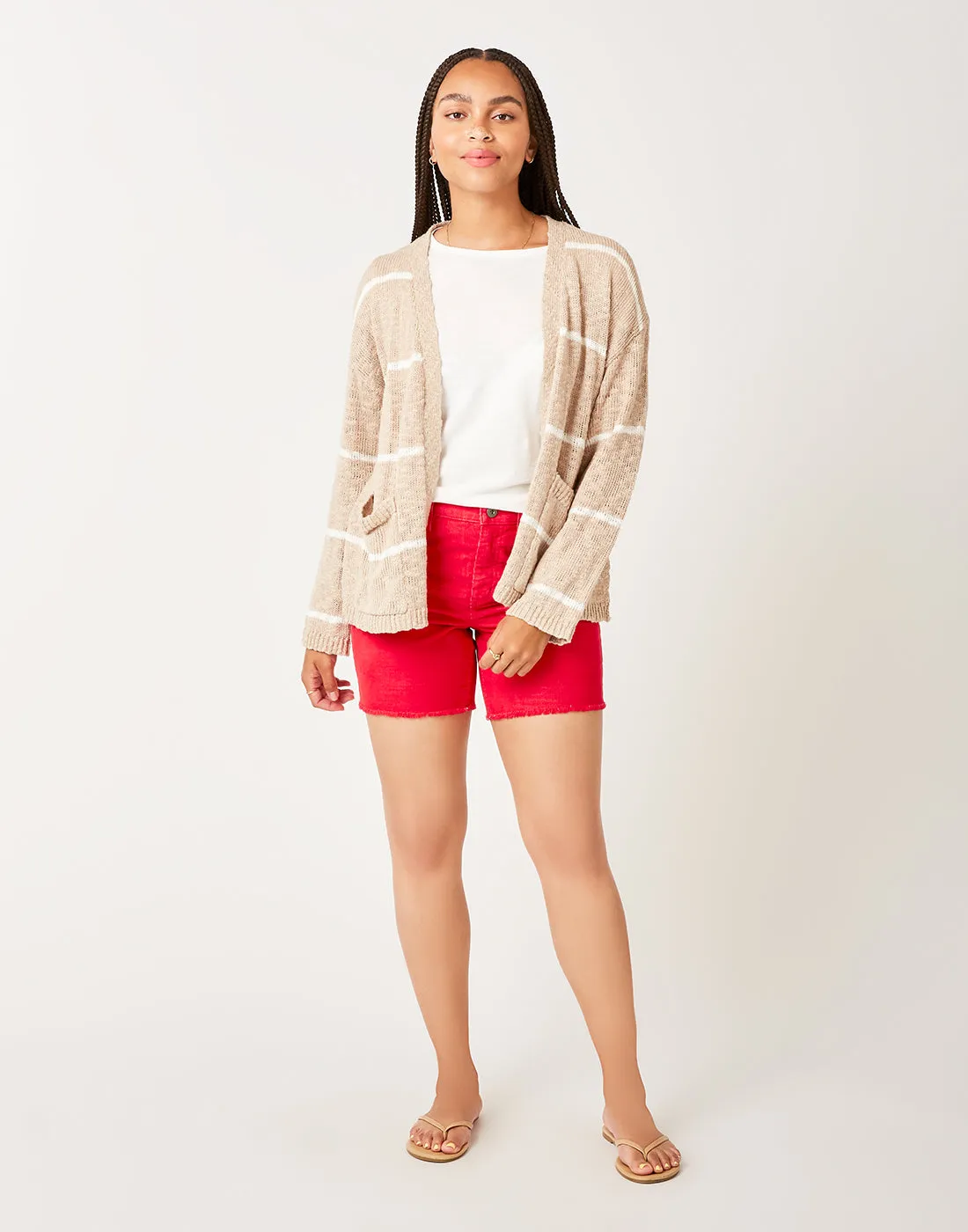 Kirby Cardigan: Cement Cloud Stripe