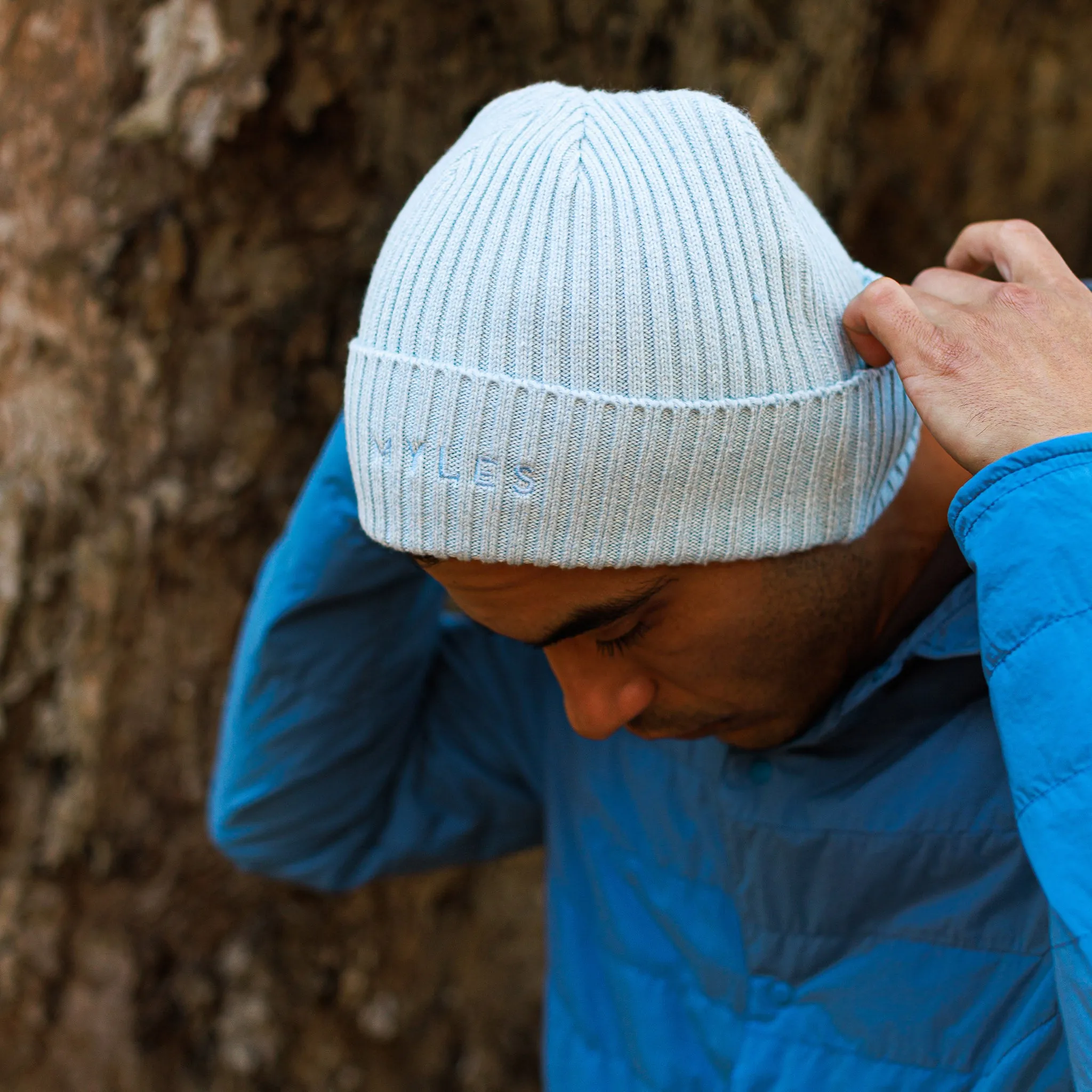 Knit Beanie in Ice Blue