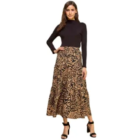 Layered Maxi Skirt -  Black & Tan - Made in USA