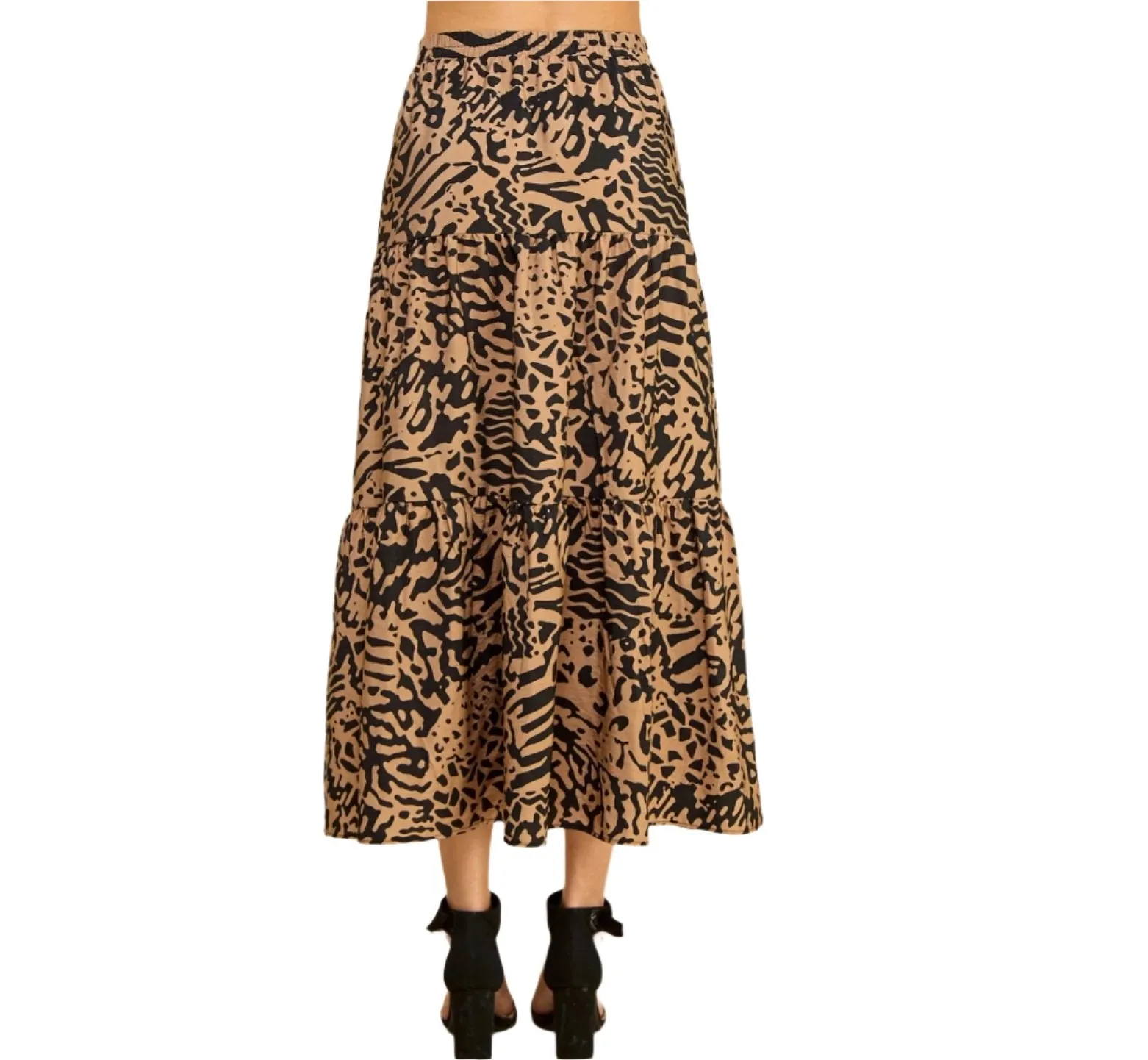 Layered Maxi Skirt -  Black & Tan - Made in USA