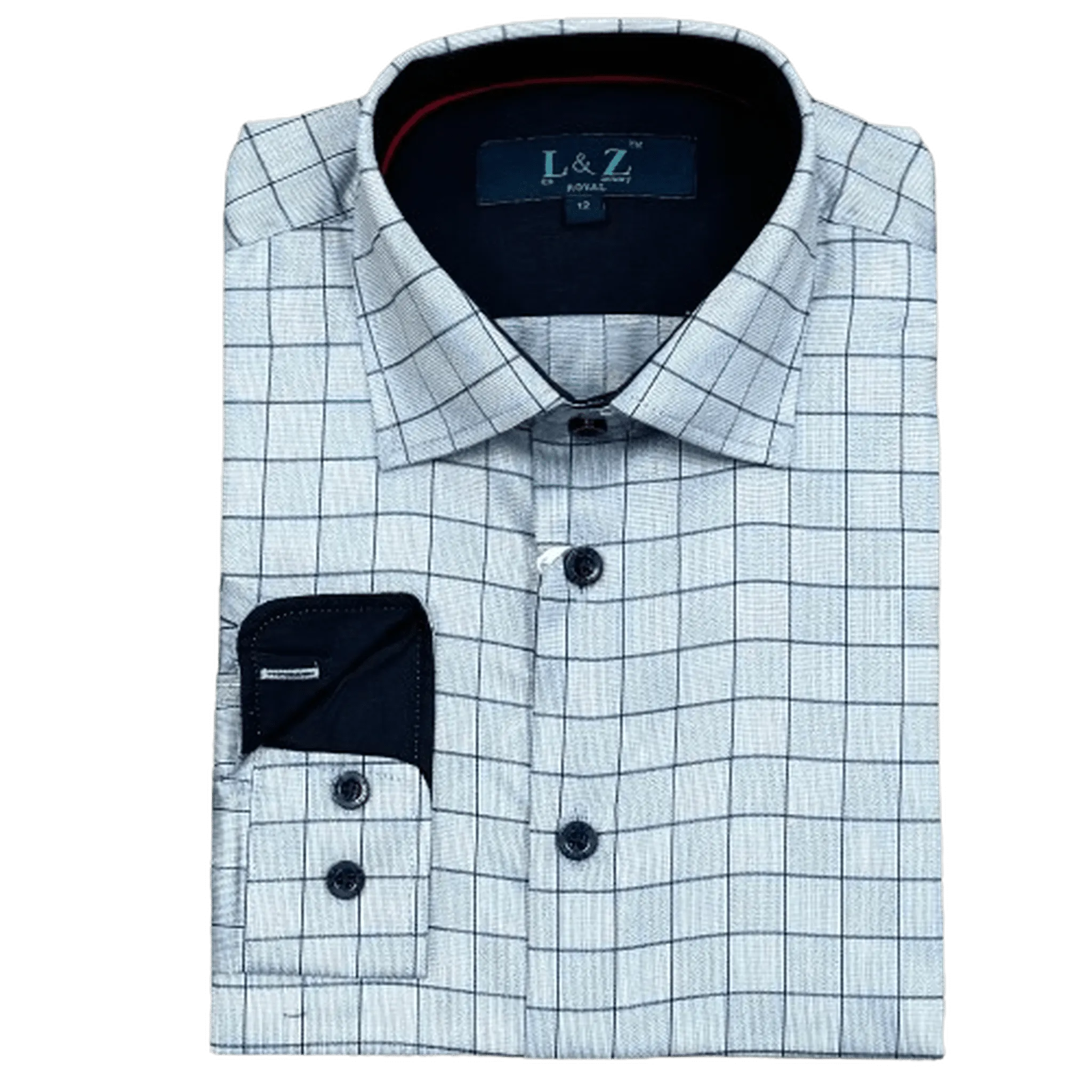 LEO & ZACHARY: Slate Window Pane Boy's Dress Shirt