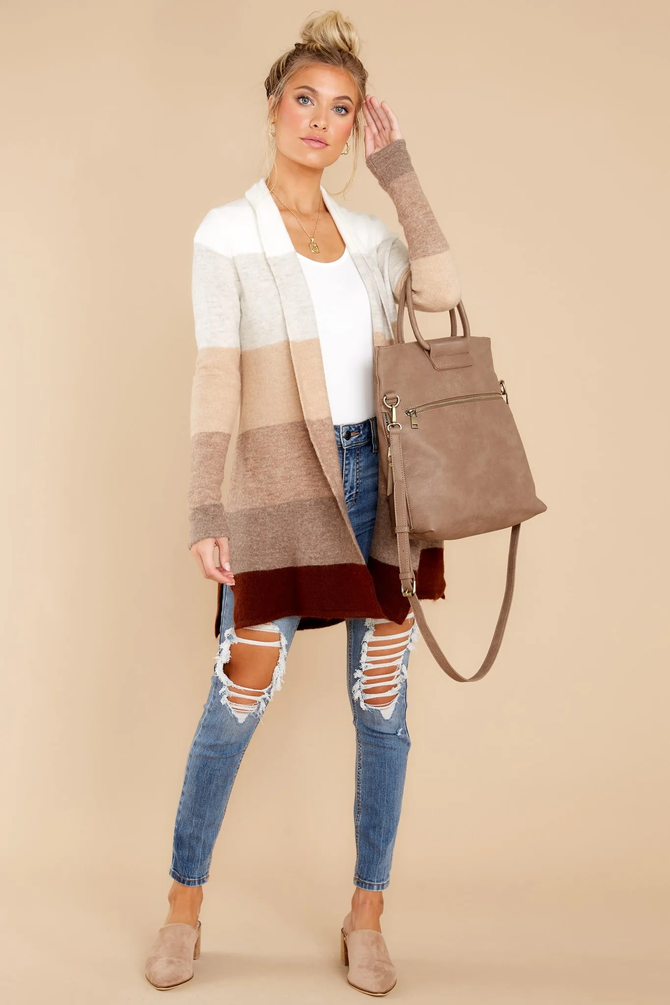 Line Leader Mocha Colorblock Cardigan