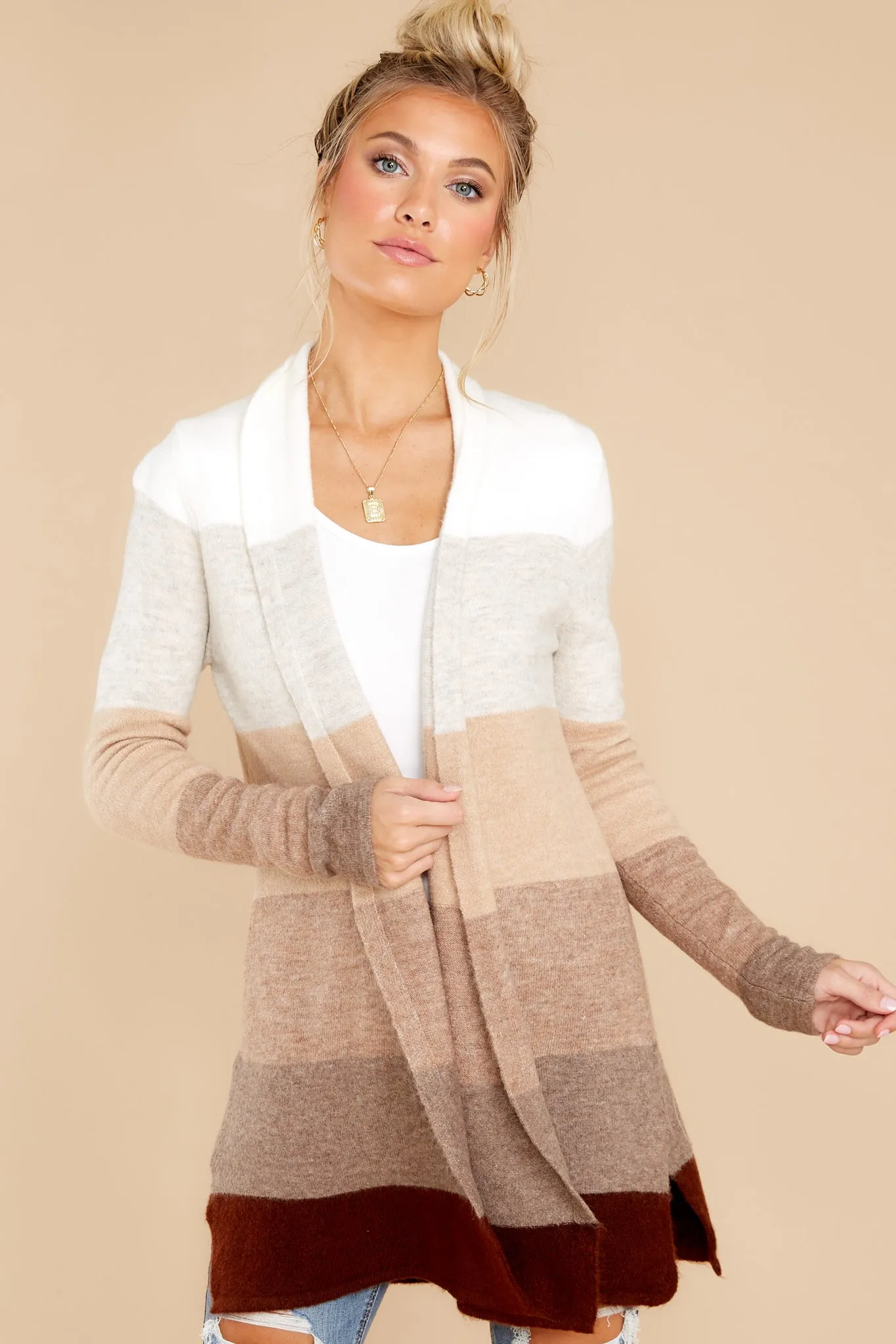 Line Leader Mocha Colorblock Cardigan