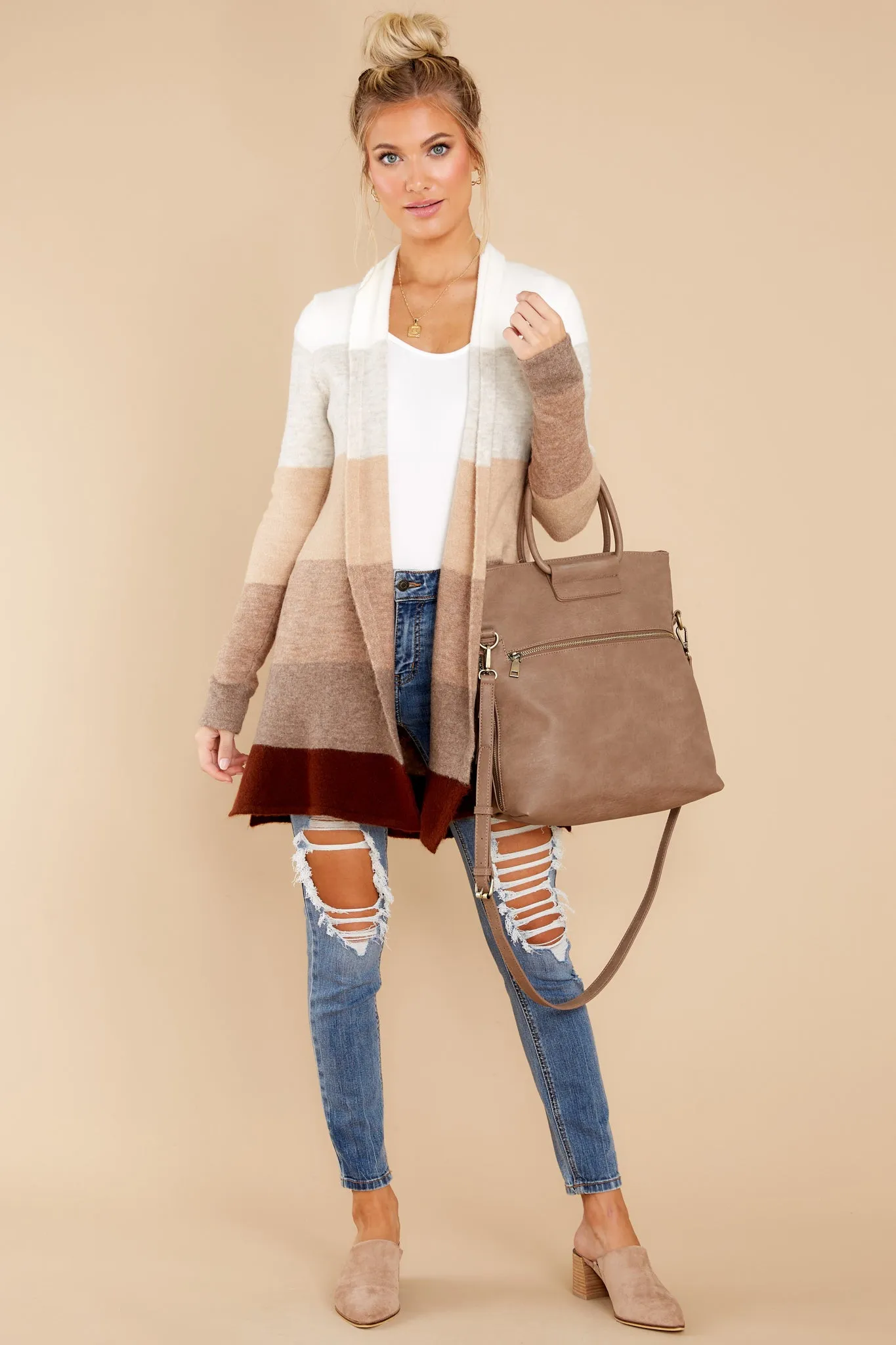 Line Leader Mocha Colorblock Cardigan