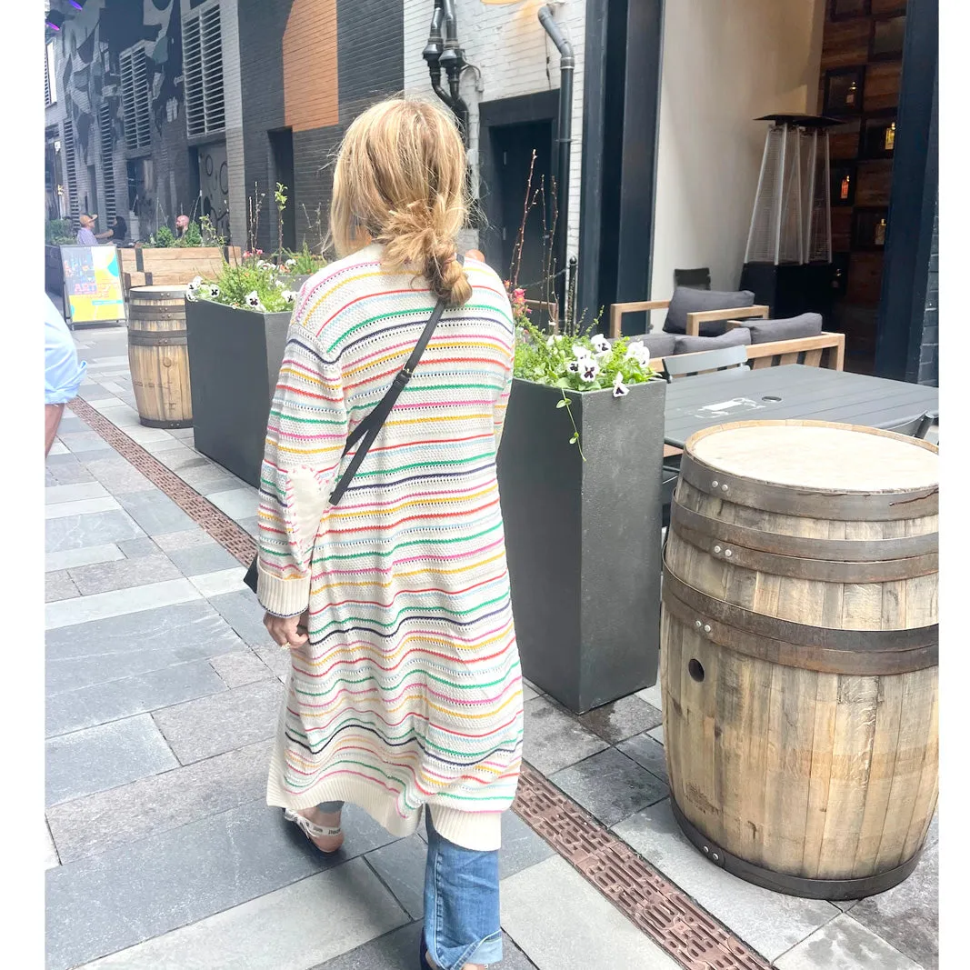 London Super Long Cardigan Beach Stripes