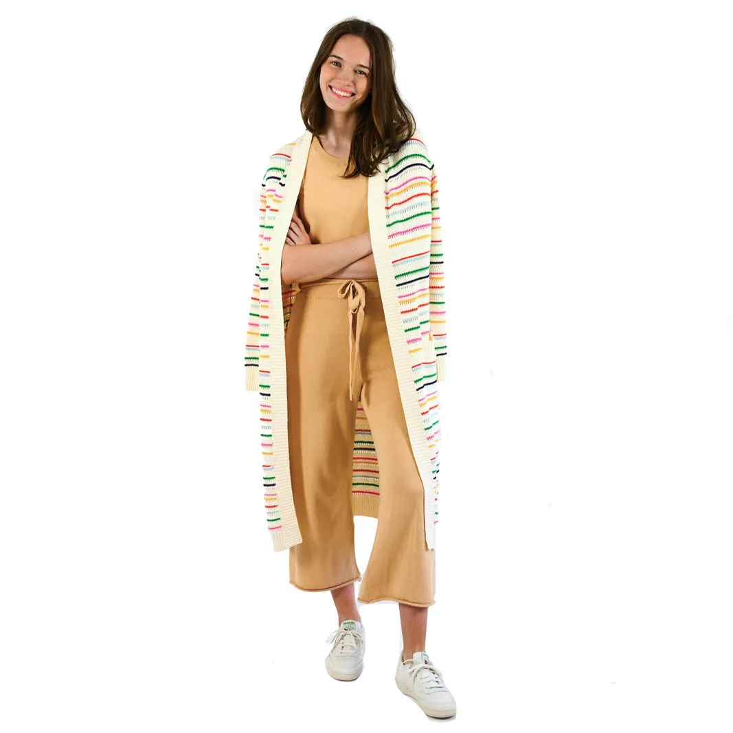 London Super Long Cardigan Beach Stripes