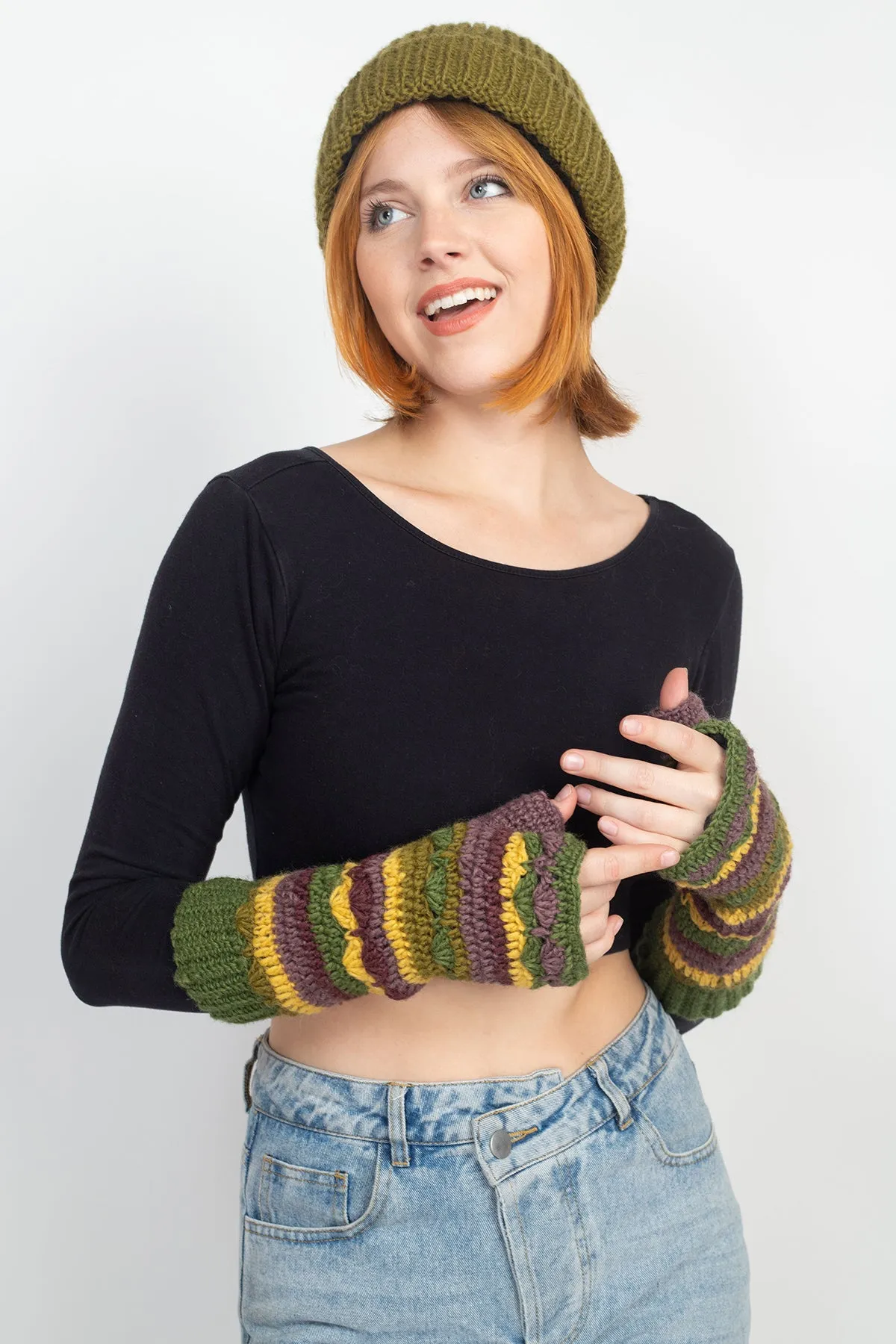 Long Multi Color Stripe Armwarmer