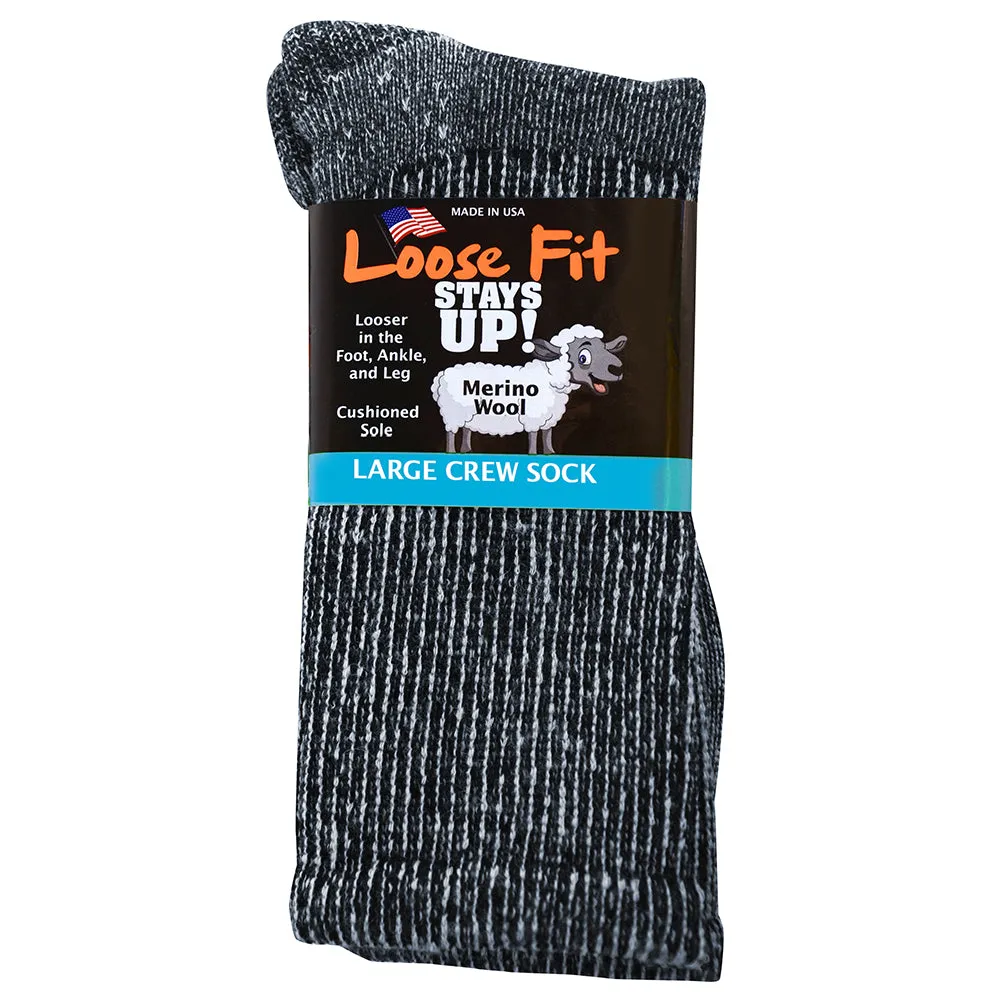 Loose Fit Stays Up Marled Merino Wool Socks