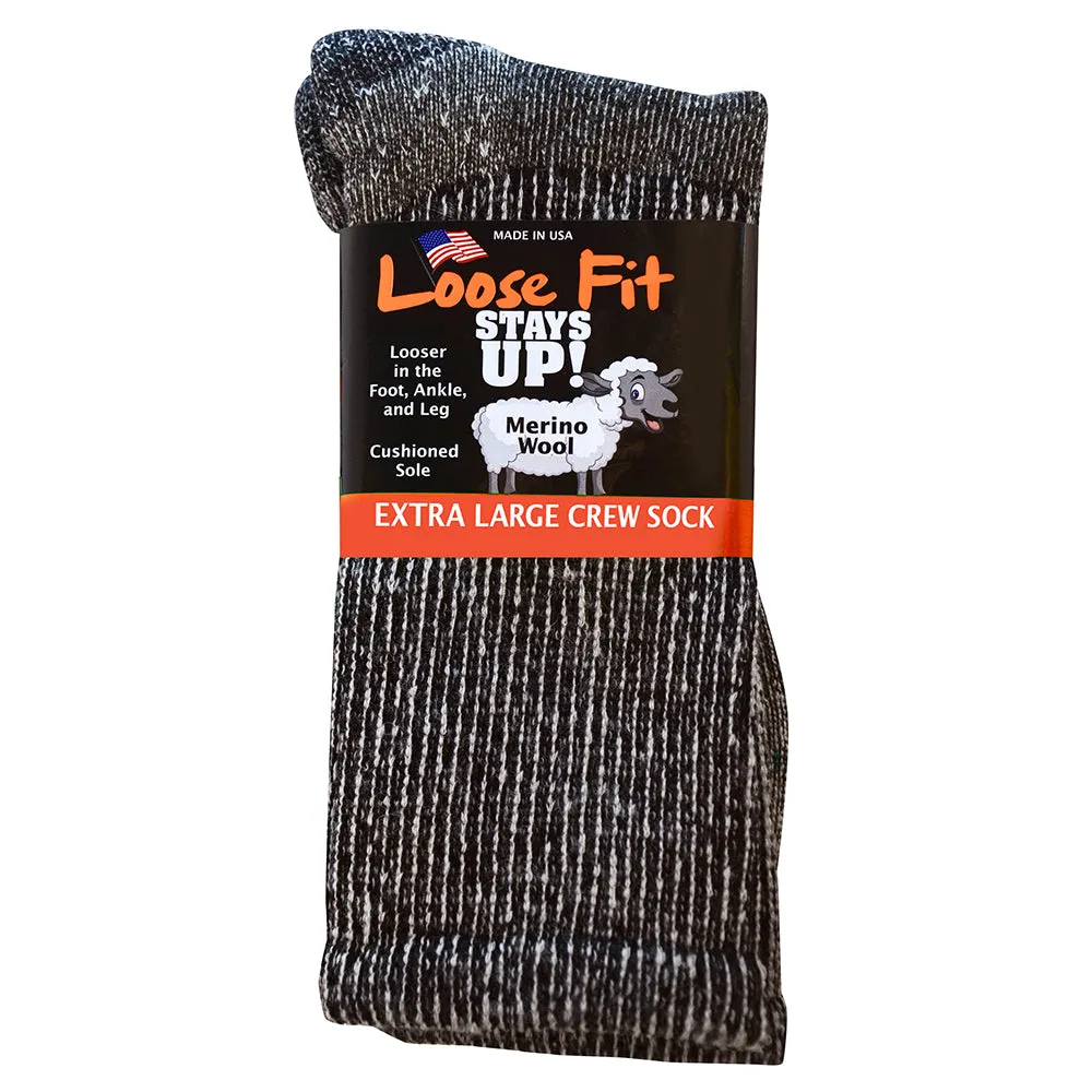 Loose Fit Stays Up Marled Merino Wool Socks