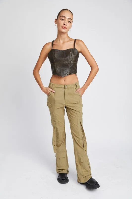 Low Waist Flared Cargo Pants