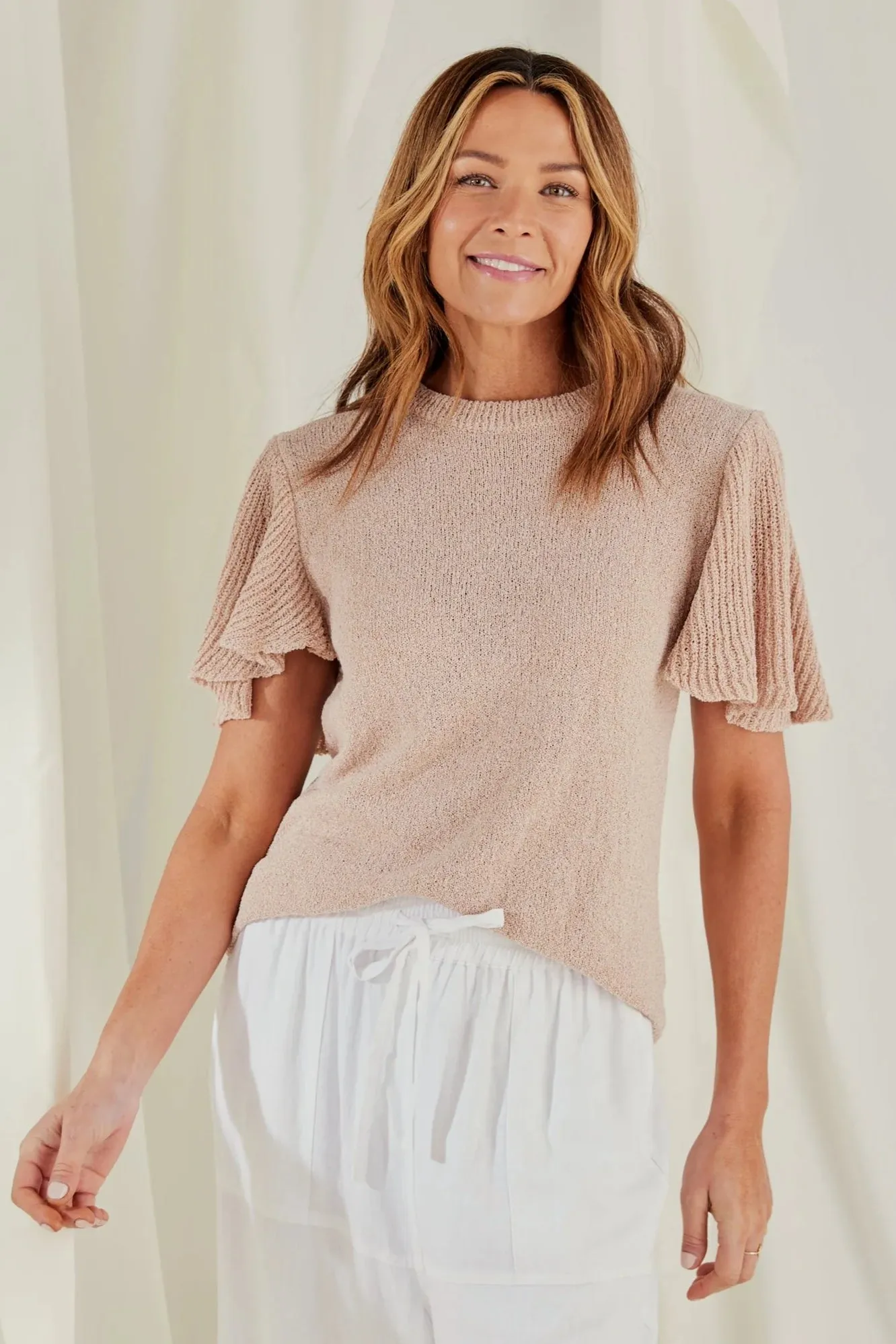 Manderly Knit Top in Oat Marle