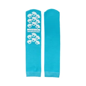 McKesson Paw Prints Slipper Socks, Aqua, One Size Fits Most