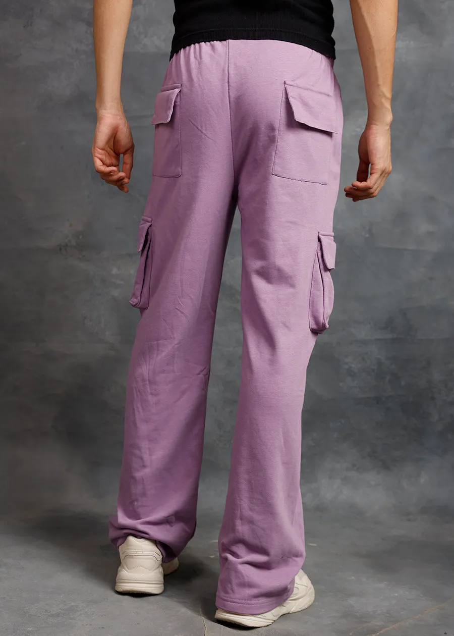 Men Premium Terry Cargo Pants - Lilac