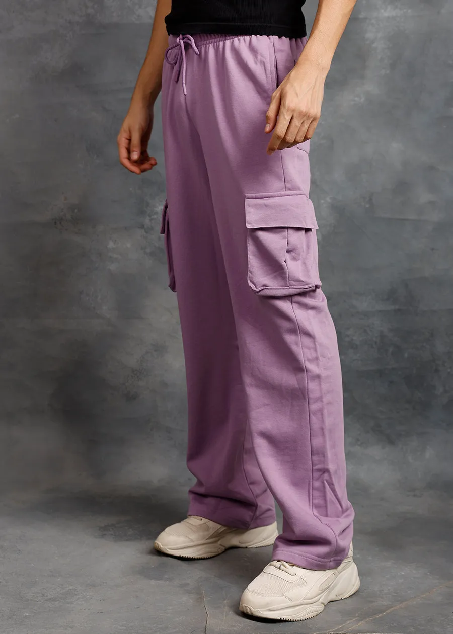 Men Premium Terry Cargo Pants - Lilac