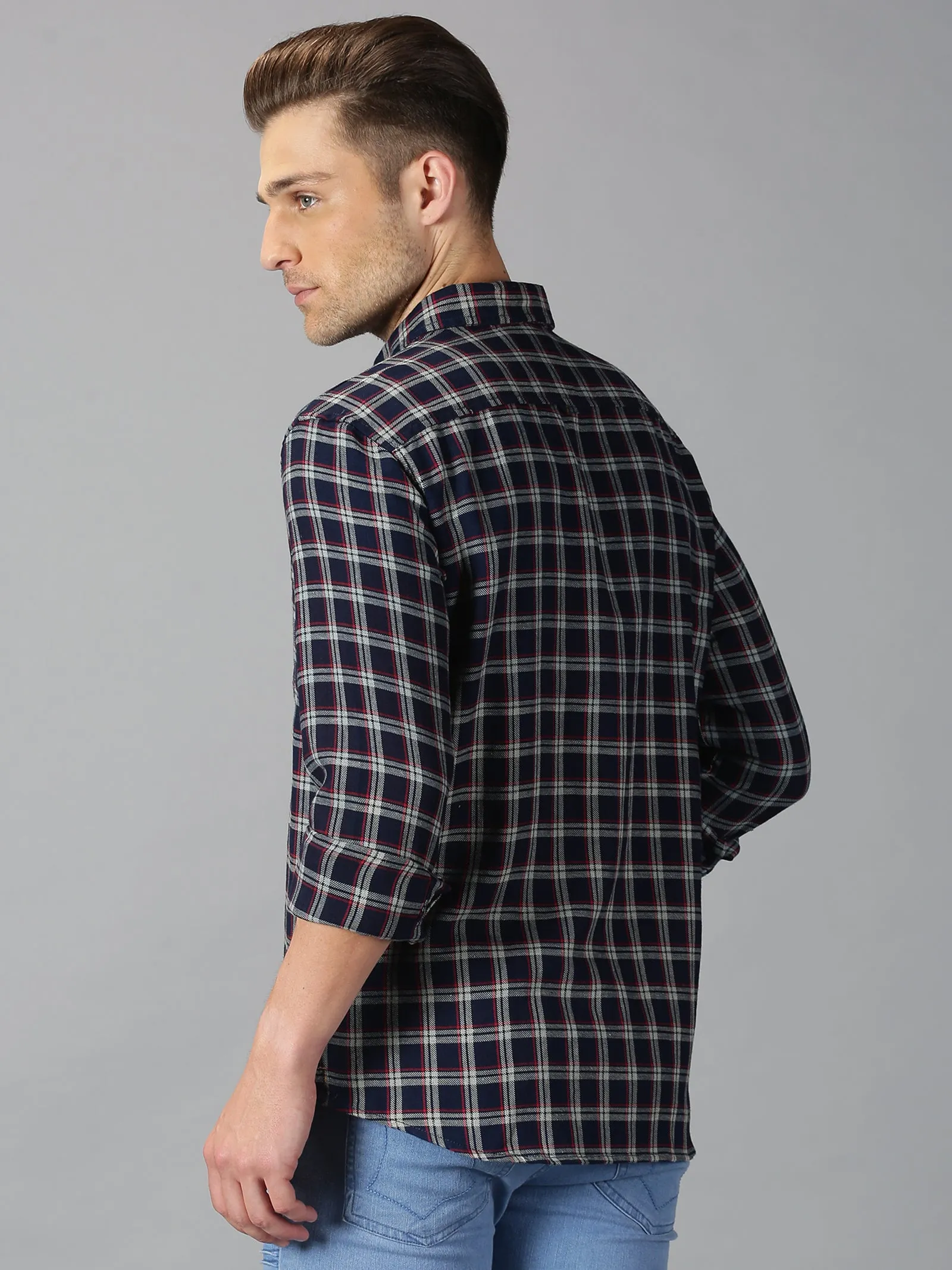 MEN'S BLACK CHECKS SLIM FIT SHIRT