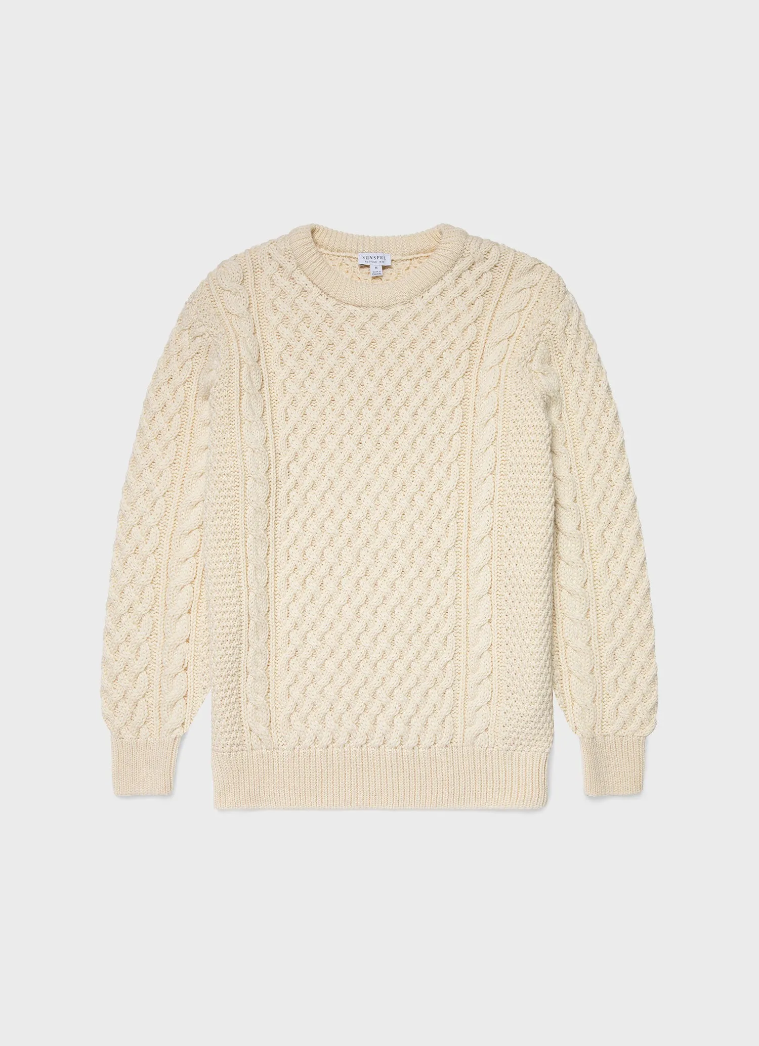 Men's Cable Knit Jumper in Ecru