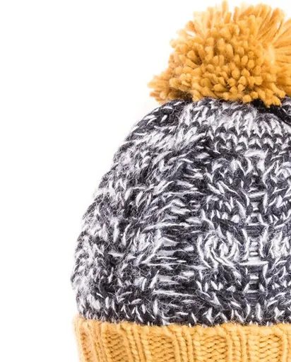 Mens Stan Chunky Cable Knit Bobble Hat - Mustard