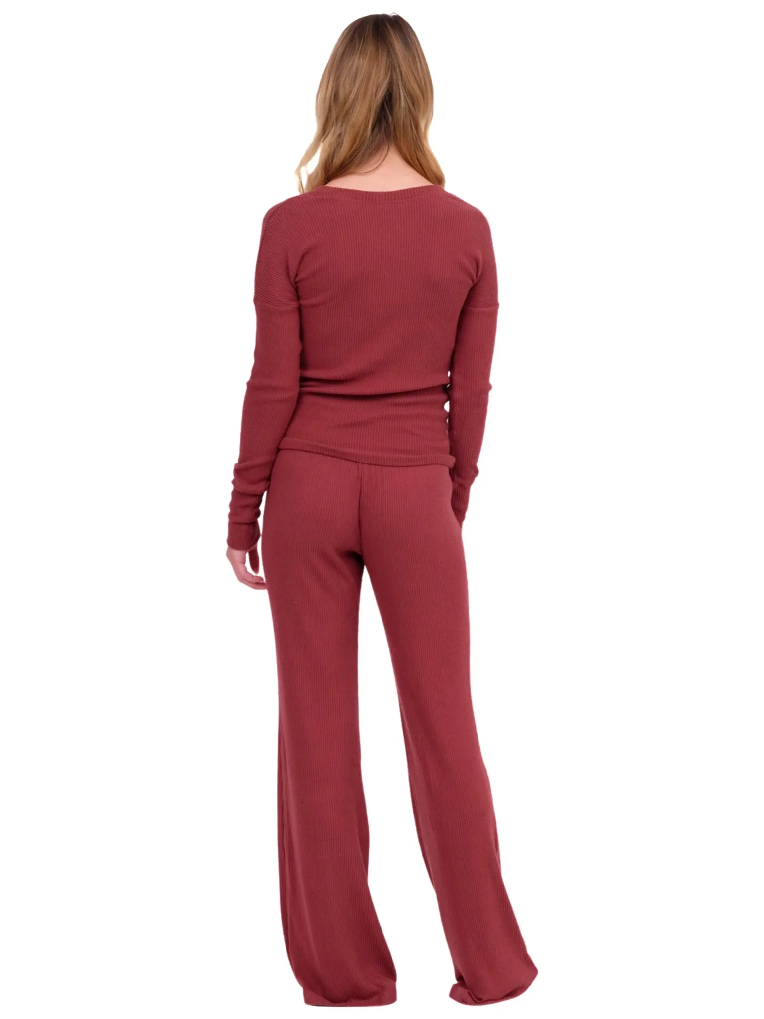 Merlot Ribbed Lounge Pant