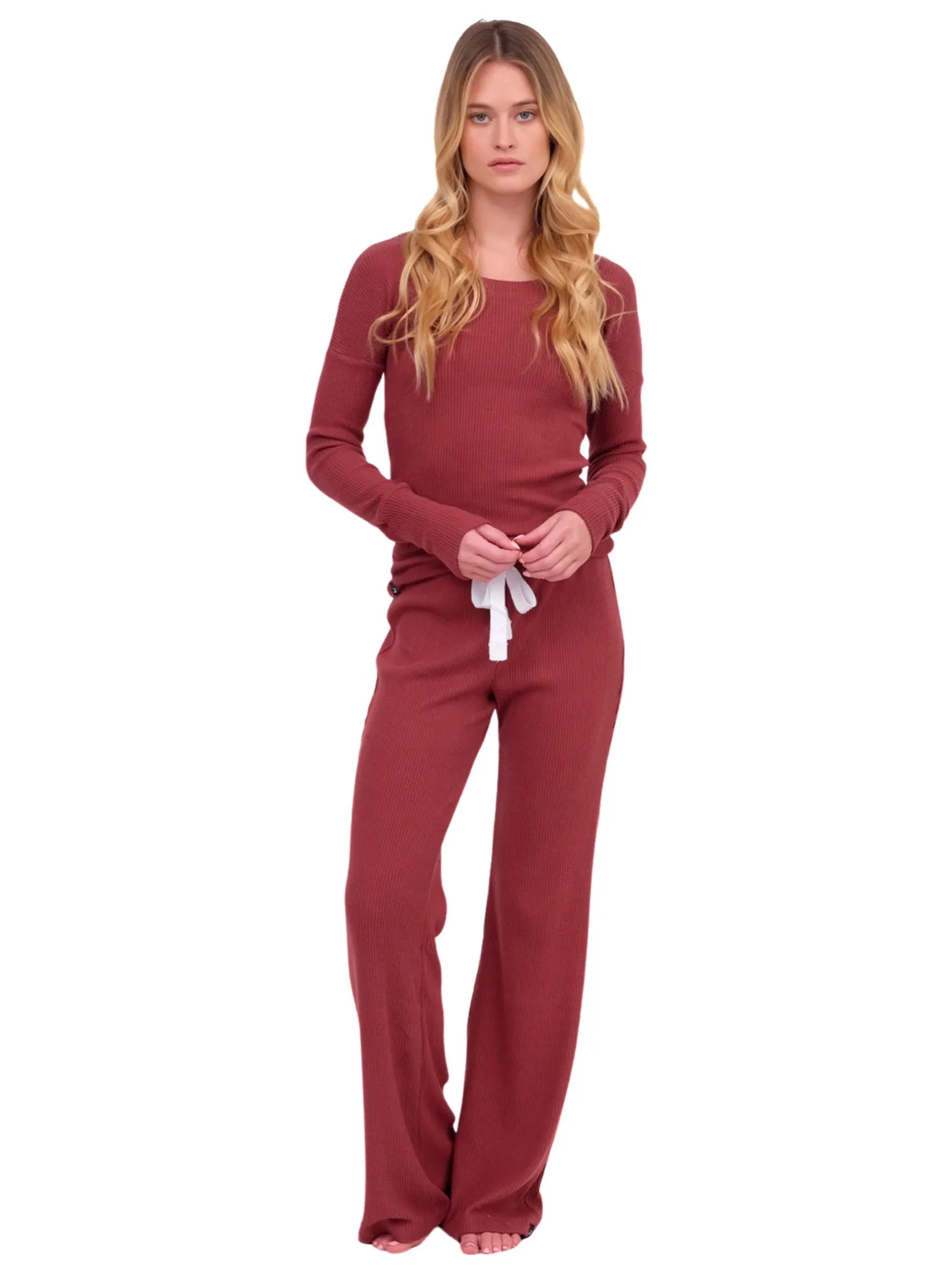 Merlot Ribbed Lounge Pant